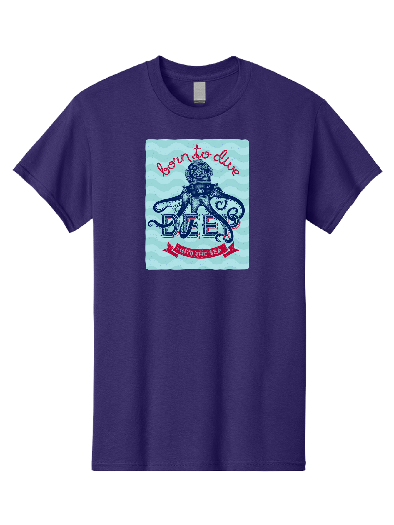 Born-To-Dive-1 Men'S Graphic Tee, 100% Cotton, Comfortable Casual Summer Wear, Machine Washable, Scuba Diving, Underwater Adventure, Diving Enthusiast, Octopus With Scuba Gear, Deep Sea Exploration, Ocean Lover, Vintage Style, Sea Creatures, Aac430 23