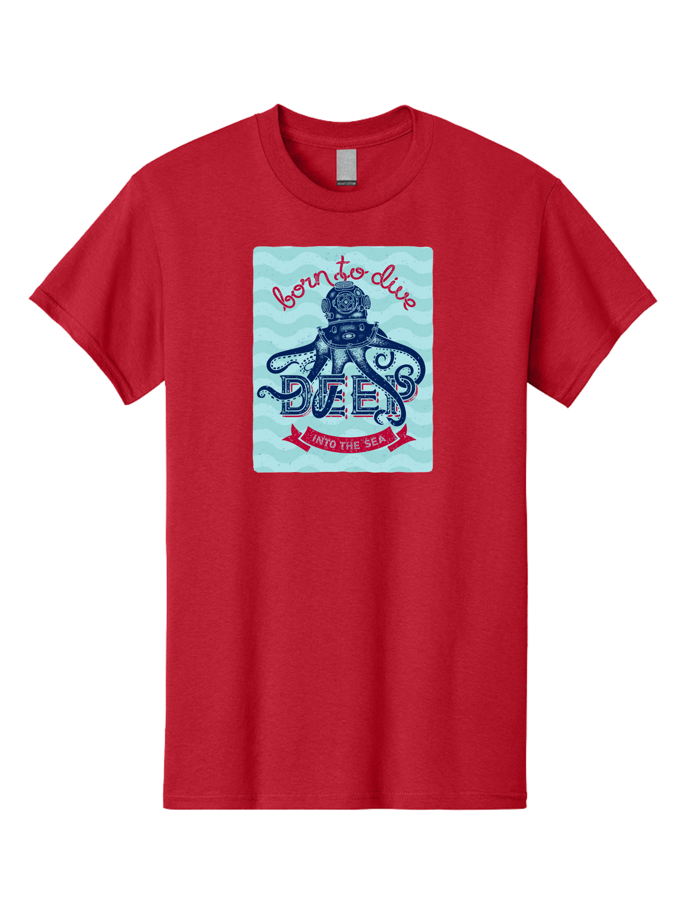 Born-To-Dive-1 Men'S Graphic Tee, 100% Cotton, Comfortable Casual Summer Wear, Machine Washable, Scuba Diving, Underwater Adventure, Diving Enthusiast, Octopus With Scuba Gear, Deep Sea Exploration, Ocean Lover, Vintage Style, Sea Creatures, Aac430 29
