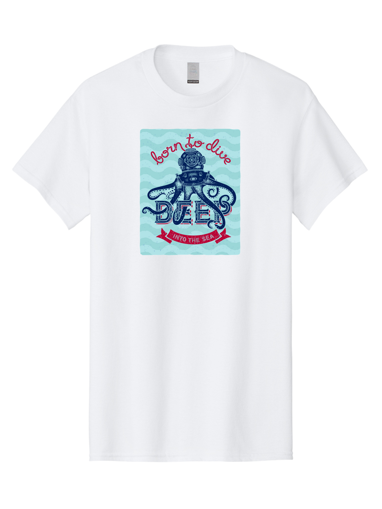 Born-To-Dive-1 Men'S Graphic Tee, 100% Cotton, Comfortable Casual Summer Wear, Machine Washable, Scuba Diving, Underwater Adventure, Diving Enthusiast, Octopus With Scuba Gear, Deep Sea Exploration, Ocean Lover, Vintage Style, Sea Creatures, Aac430 3