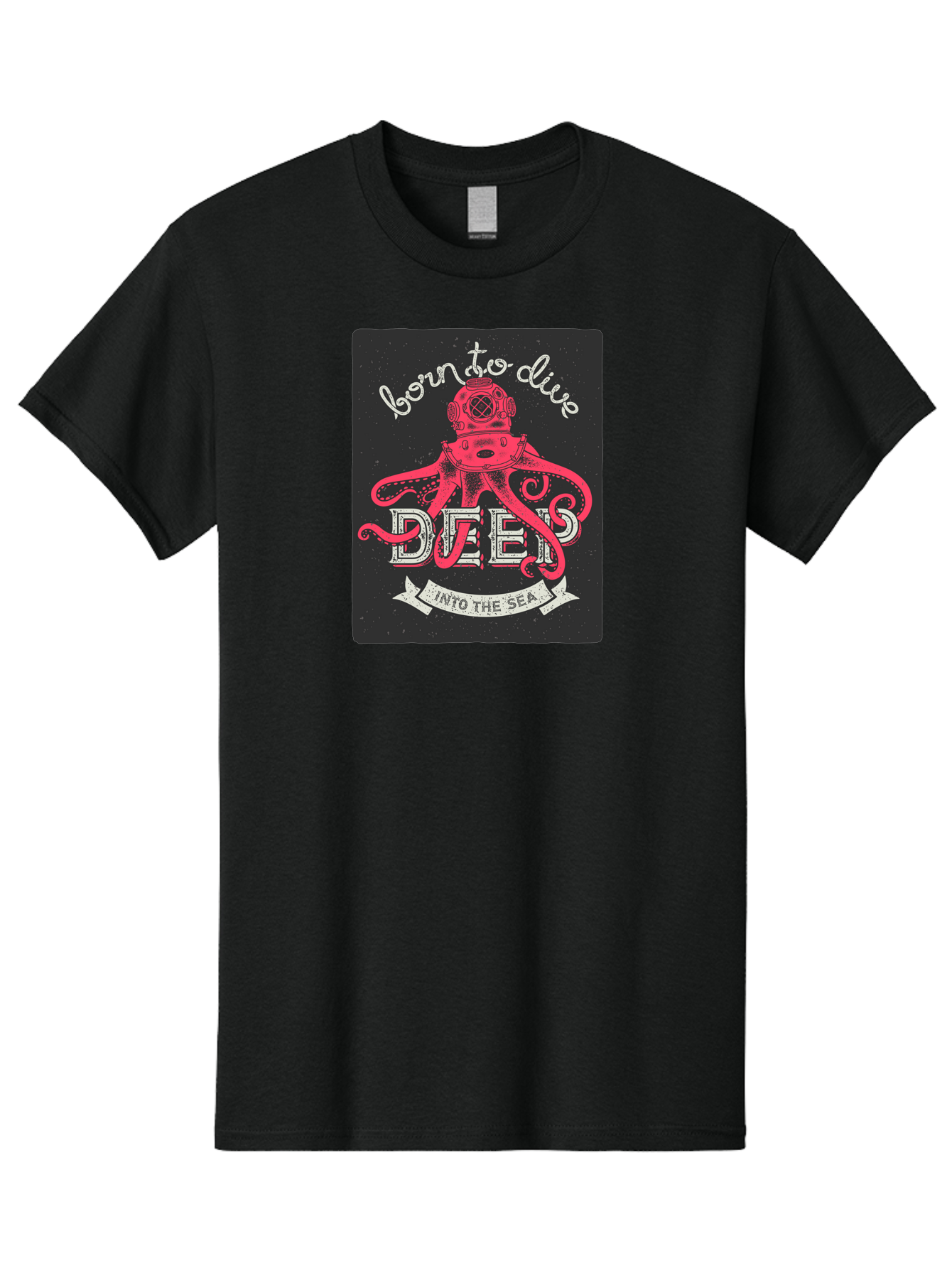 Born-To-Dive-2 Men'S Graphic Tee, 100% Cotton, Comfortable Casual Summer Wear, Machine Washable, Scuba Diver, Octopus, Underwater Adventure, Deep Sea, Diving Passion, Ocean Exploration, Sea Creatures, Nautical Art, Vintage Design Aac431 21