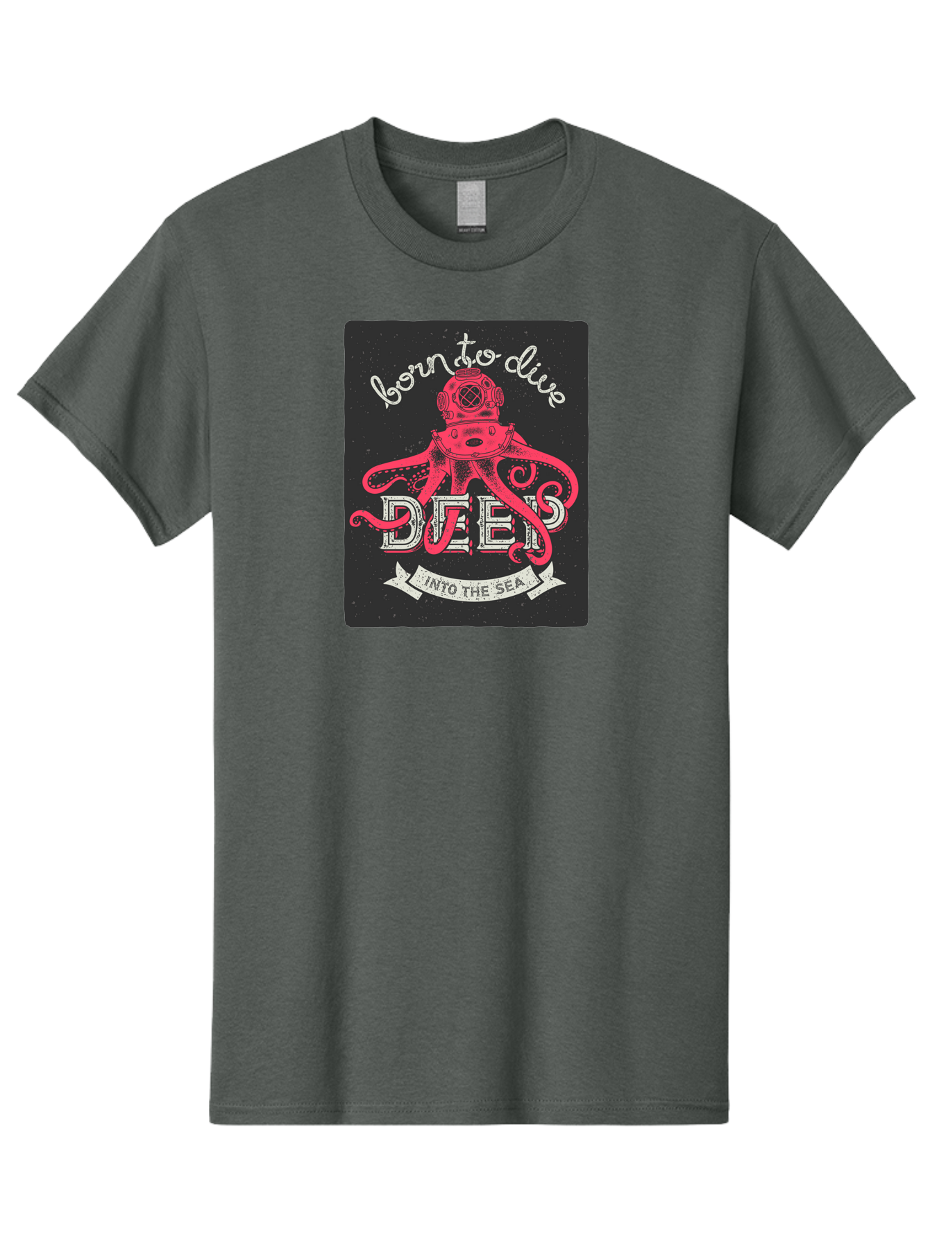 Born-To-Dive-2 Men'S Graphic Tee, 100% Cotton, Comfortable Casual Summer Wear, Machine Washable, Scuba Diver, Octopus, Underwater Adventure, Deep Sea, Diving Passion, Ocean Exploration, Sea Creatures, Nautical Art, Vintage Design Aac431 1