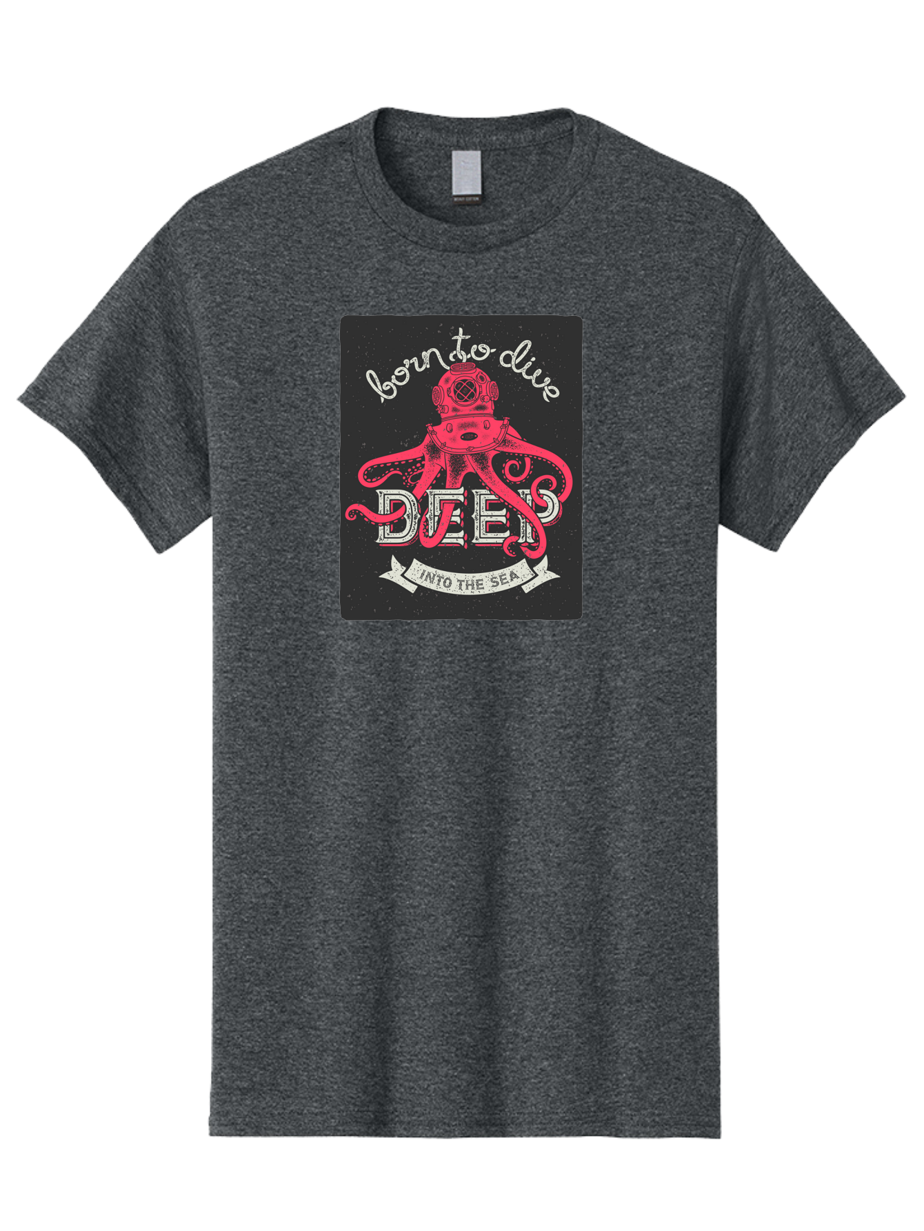 Born-To-Dive-2 Men'S Graphic Tee, 100% Cotton, Comfortable Casual Summer Wear, Machine Washable, Scuba Diver, Octopus, Underwater Adventure, Deep Sea, Diving Passion, Ocean Exploration, Sea Creatures, Nautical Art, Vintage Design Aac431 5
