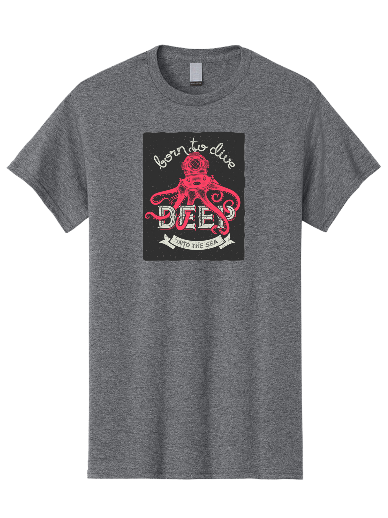 Born-To-Dive-2 Men'S Graphic Tee, 100% Cotton, Comfortable Casual Summer Wear, Machine Washable, Scuba Diver, Octopus, Underwater Adventure, Deep Sea, Diving Passion, Ocean Exploration, Sea Creatures, Nautical Art, Vintage Design Aac431 17