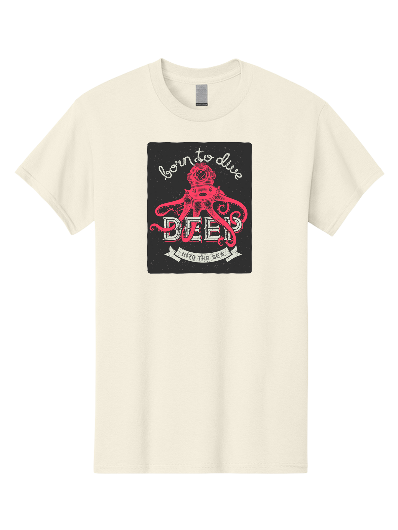 Born-To-Dive-2 Men'S Graphic Tee, 100% Cotton, Comfortable Casual Summer Wear, Machine Washable, Scuba Diver, Octopus, Underwater Adventure, Deep Sea, Diving Passion, Ocean Exploration, Sea Creatures, Nautical Art, Vintage Design Aac431 15