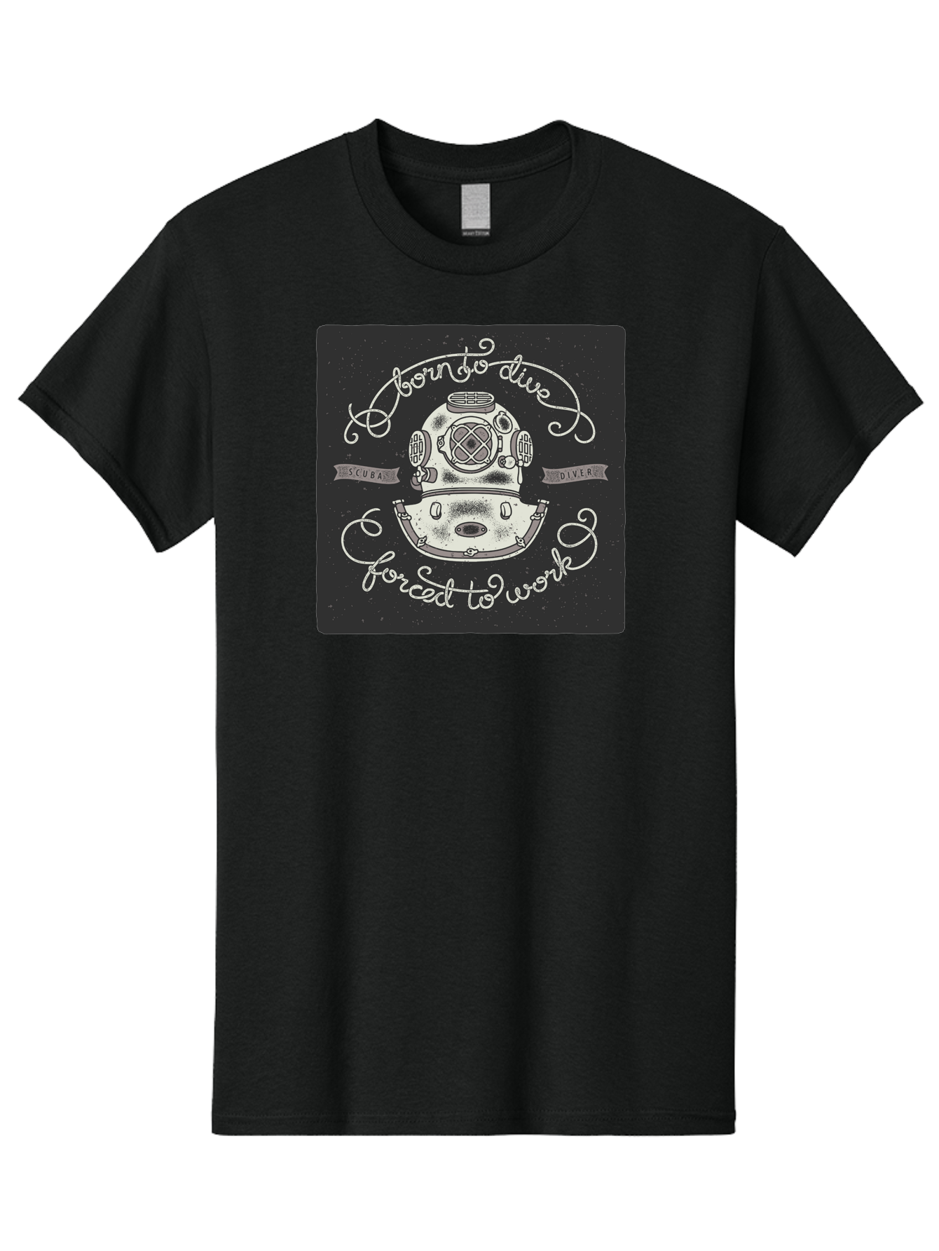 Born-To-Dive-3 Men'S Graphic Tee, 100% Cotton, Comfortable Casual Summer Wear, Machine Washable, Scuba Diver, Diving Helmet, Underwater Exploration, Ocean Adventure, Vintage Diving Gear, Motivational Quote, Typography Art, Nautical Theme, Aac432 23