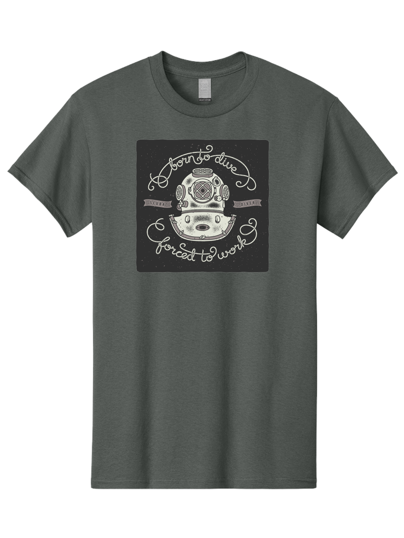 Born-To-Dive-3 Men'S Graphic Tee, 100% Cotton, Comfortable Casual Summer Wear, Machine Washable, Scuba Diver, Diving Helmet, Underwater Exploration, Ocean Adventure, Vintage Diving Gear, Motivational Quote, Typography Art, Nautical Theme, Aac432 7
