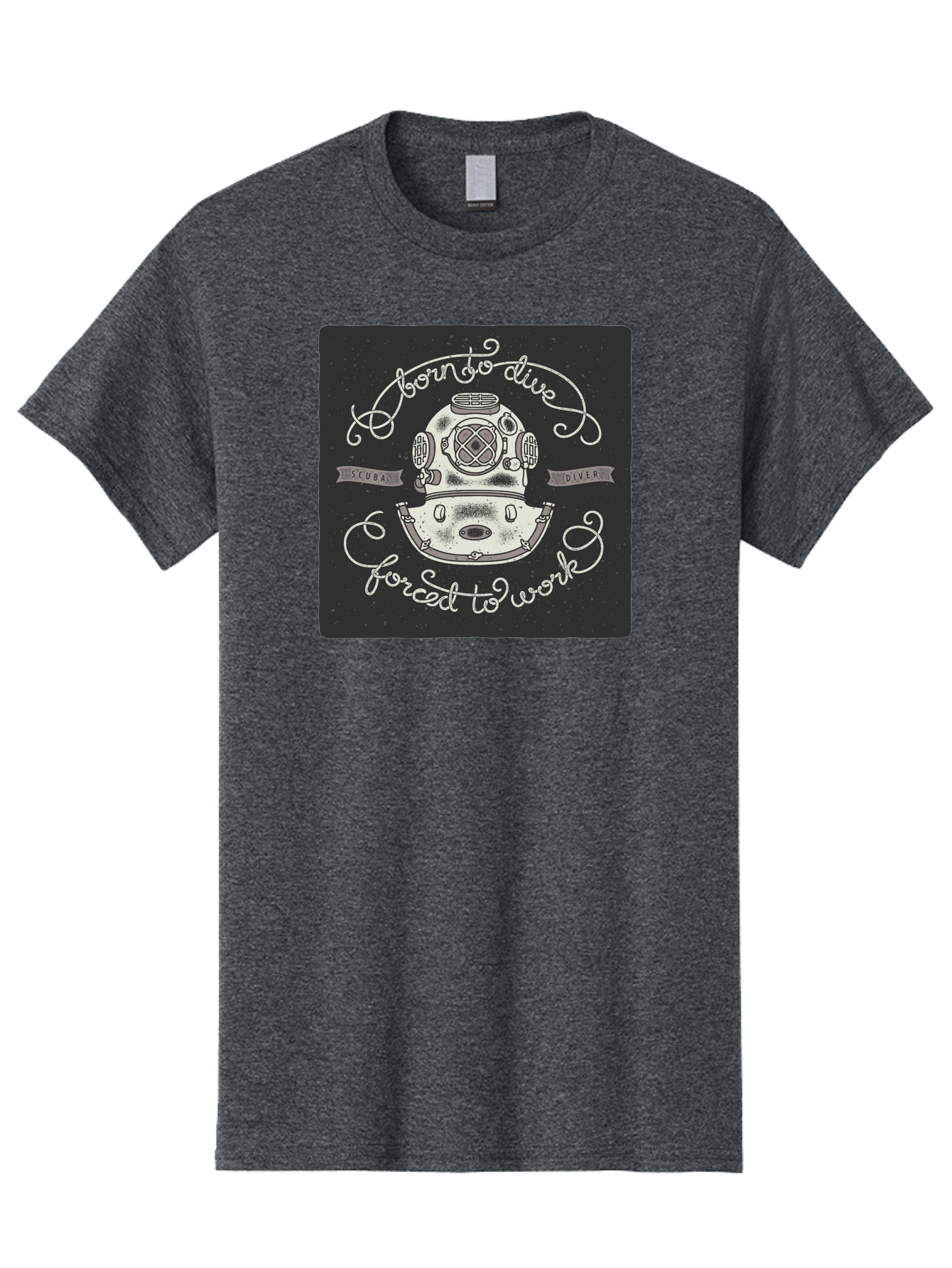 Born-To-Dive-3 Men'S Graphic Tee, 100% Cotton, Comfortable Casual Summer Wear, Machine Washable, Scuba Diver, Diving Helmet, Underwater Exploration, Ocean Adventure, Vintage Diving Gear, Motivational Quote, Typography Art, Nautical Theme, Aac432 21