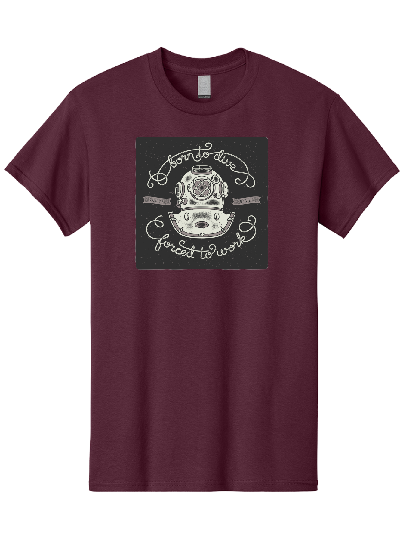 Born-To-Dive-3 Men'S Graphic Tee, 100% Cotton, Comfortable Casual Summer Wear, Machine Washable, Scuba Diver, Diving Helmet, Underwater Exploration, Ocean Adventure, Vintage Diving Gear, Motivational Quote, Typography Art, Nautical Theme, Aac432 3