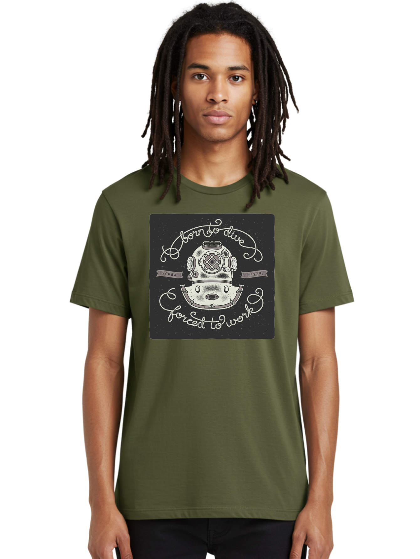 Born-To-Dive-3 Men'S Graphic Tee, 100% Cotton, Comfortable Casual Summer Wear, Machine Washable, Scuba Diver, Diving Helmet, Underwater Exploration, Ocean Adventure, Vintage Diving Gear, Motivational Quote, Typography Art, Nautical Theme, Aac432 6