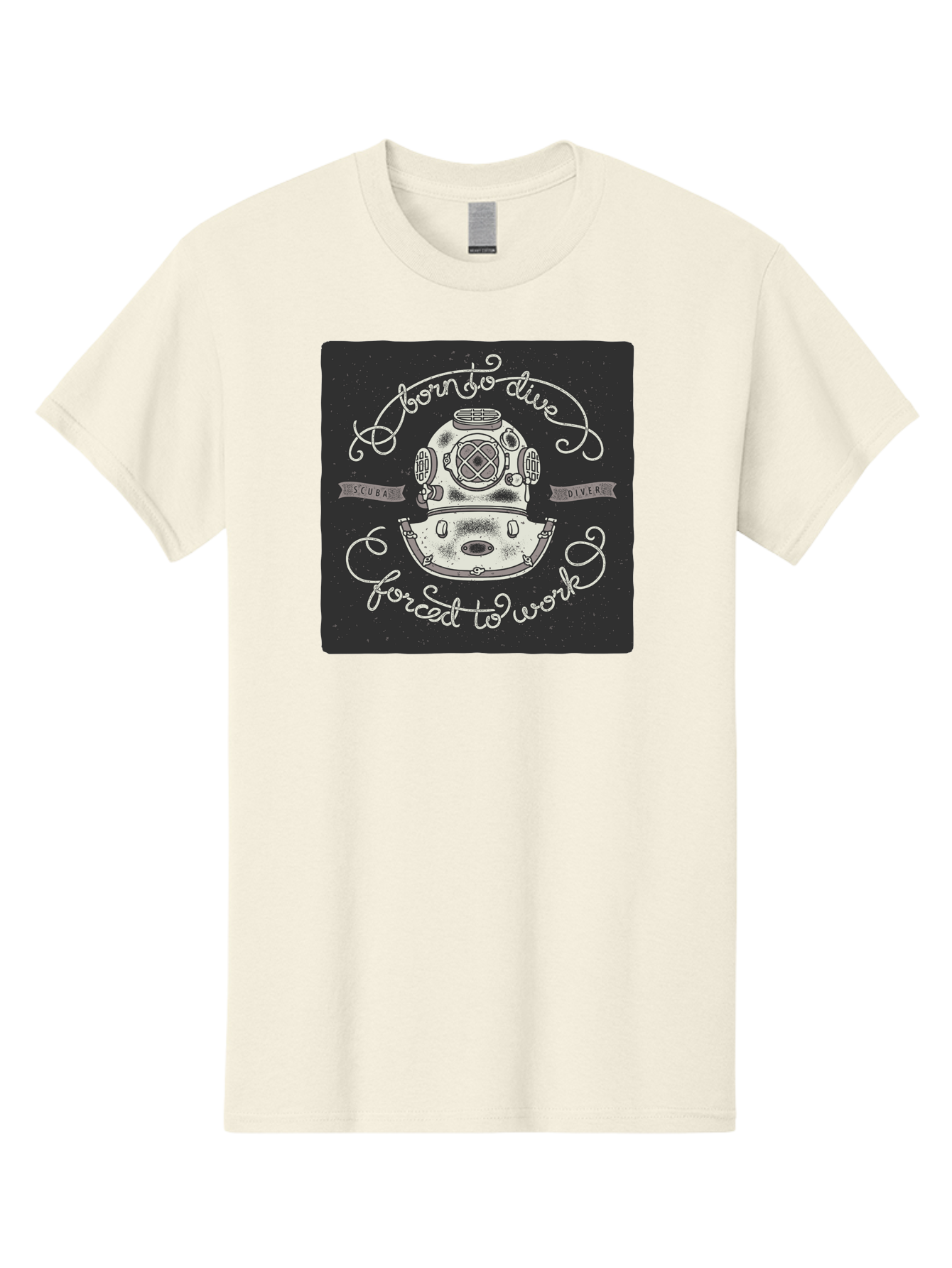 Born-To-Dive-3 Men'S Graphic Tee, 100% Cotton, Comfortable Casual Summer Wear, Machine Washable, Scuba Diver, Diving Helmet, Underwater Exploration, Ocean Adventure, Vintage Diving Gear, Motivational Quote, Typography Art, Nautical Theme, Aac432 27