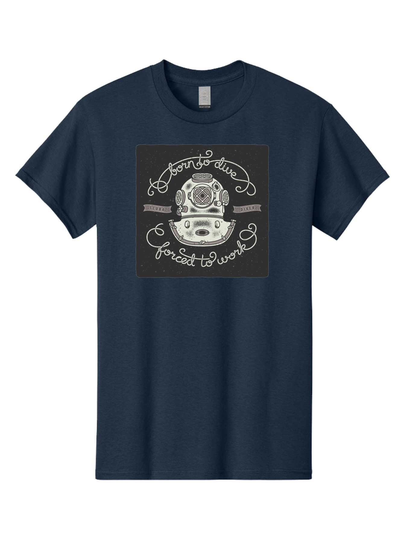 Born-To-Dive-3 Men'S Graphic Tee, 100% Cotton, Comfortable Casual Summer Wear, Machine Washable, Scuba Diver, Diving Helmet, Underwater Exploration, Ocean Adventure, Vintage Diving Gear, Motivational Quote, Typography Art, Nautical Theme, Aac432 11