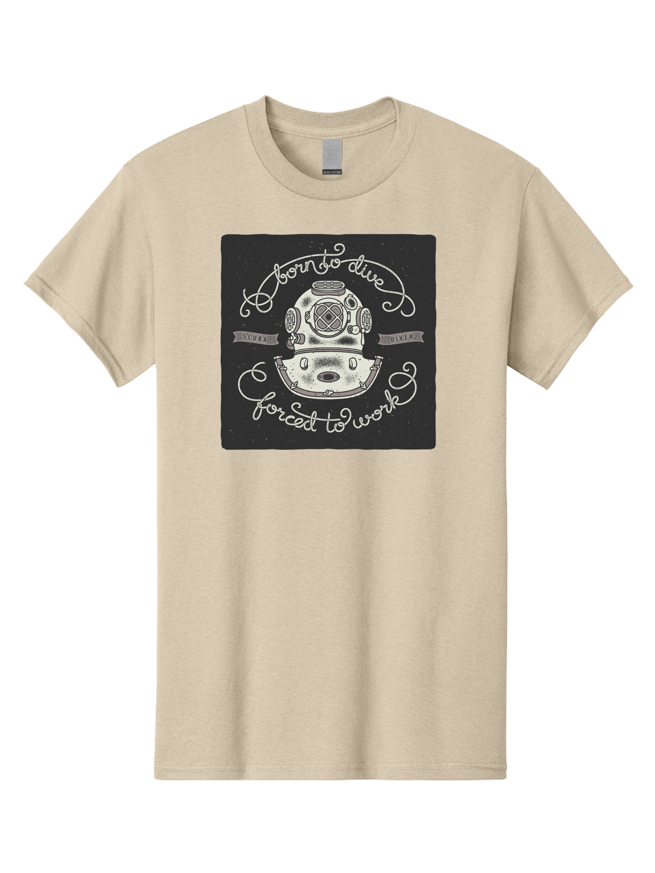 Born-To-Dive-3 Men'S Graphic Tee, 100% Cotton, Comfortable Casual Summer Wear, Machine Washable, Scuba Diver, Diving Helmet, Underwater Exploration, Ocean Adventure, Vintage Diving Gear, Motivational Quote, Typography Art, Nautical Theme, Aac432 17