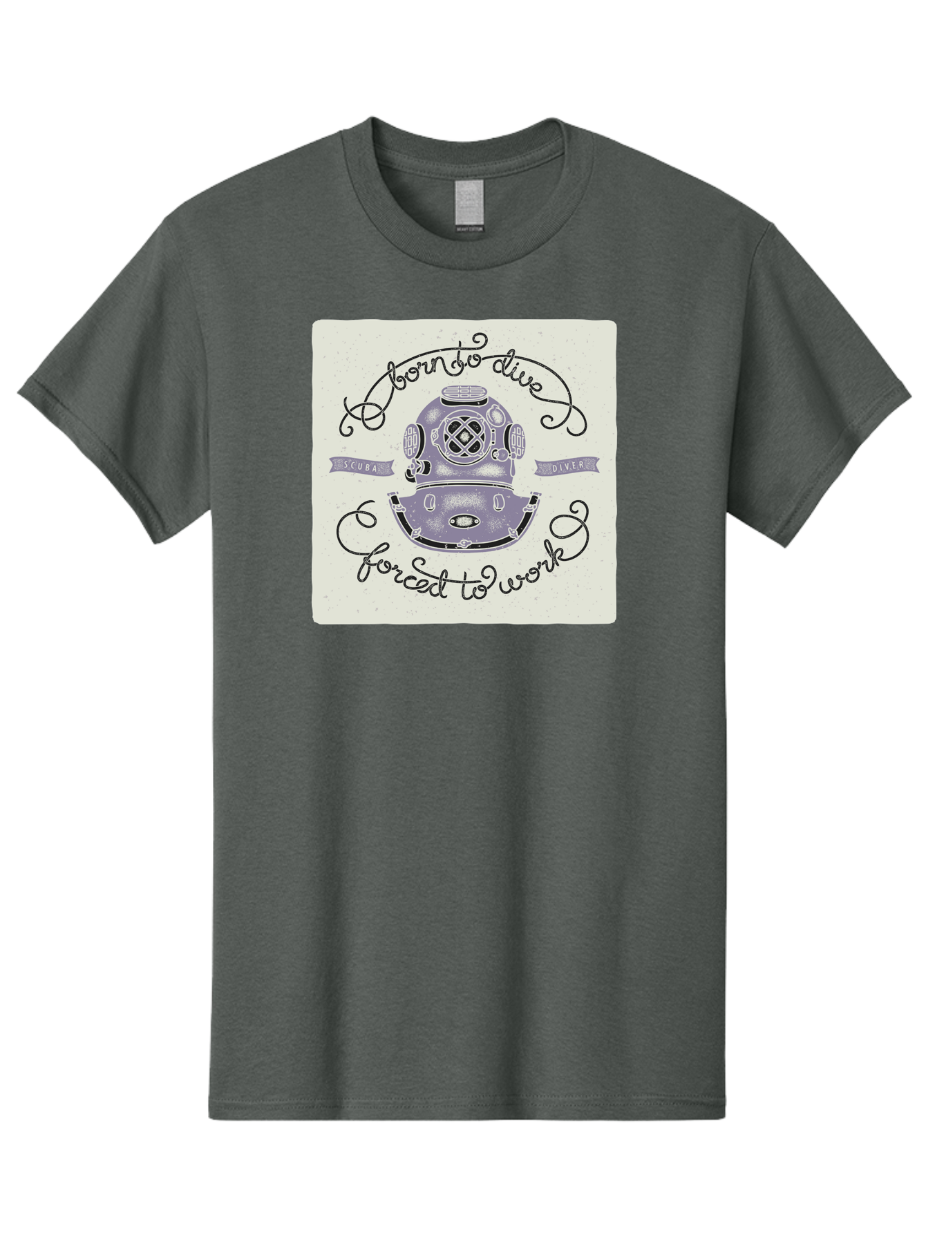 Born-To-Dive Men'S Graphic Tee, 100% Cotton, Comfortable Casual Summer Wear, Machine Washable, Scuba Diver, Diving Helmet, Underwater Adventure, Ocean Exploration, Vintage Diving Gear, Scuba Diving, Diver'S Life, Born To Dive, Forced To Work, Aac433 29