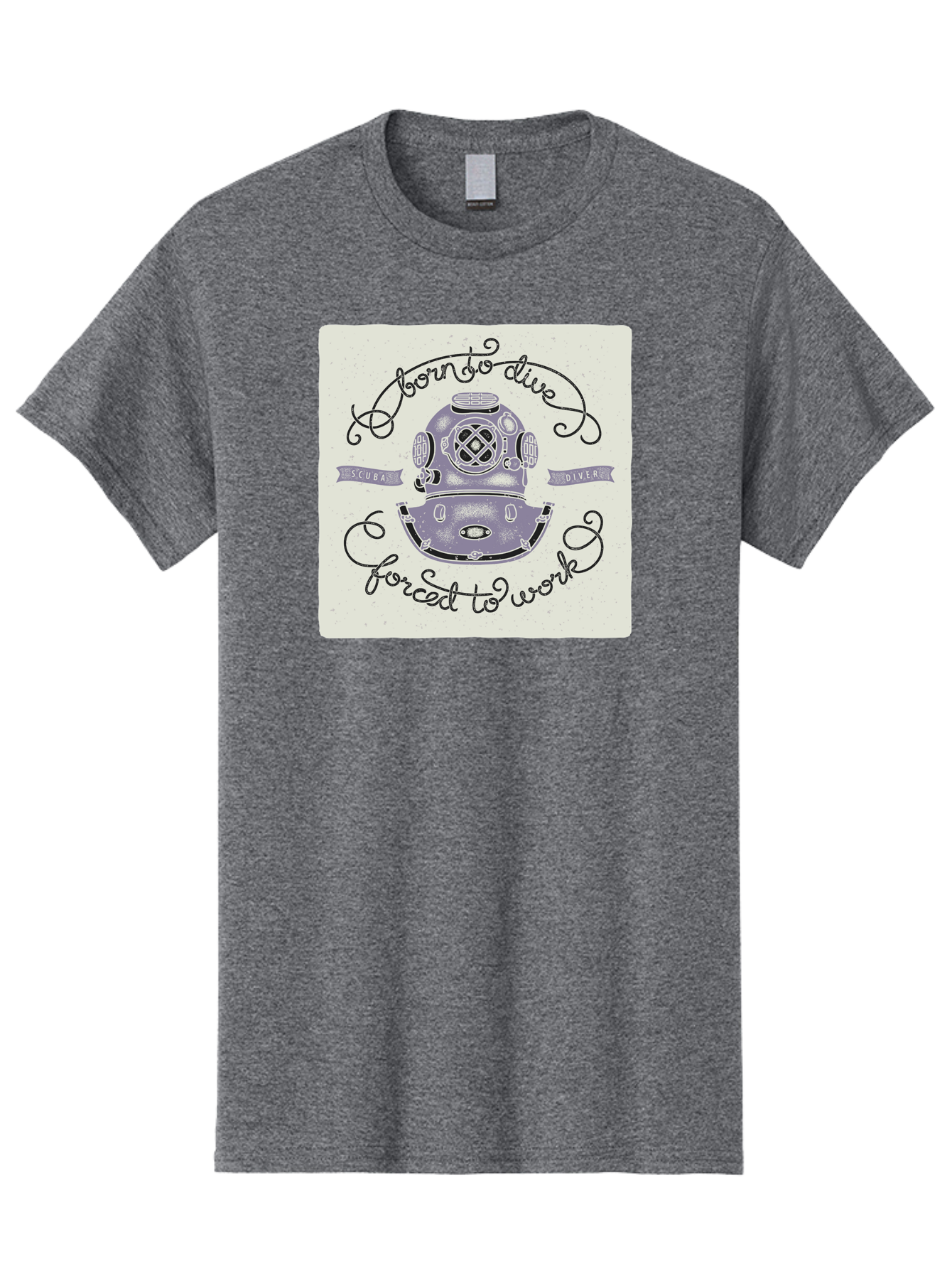 Born-To-Dive Men'S Graphic Tee, 100% Cotton, Comfortable Casual Summer Wear, Machine Washable, Scuba Diver, Diving Helmet, Underwater Adventure, Ocean Exploration, Vintage Diving Gear, Scuba Diving, Diver'S Life, Born To Dive, Forced To Work, Aac433 13