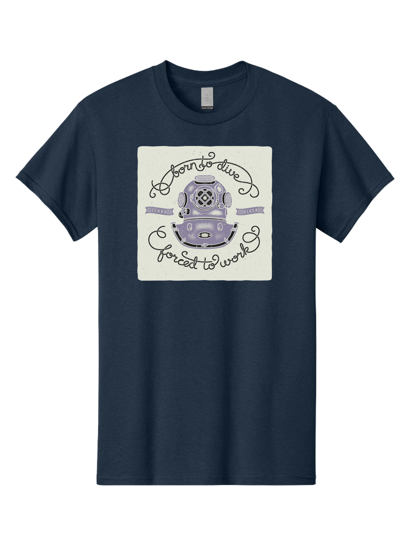 Born-To-Dive Men'S Graphic Tee, 100% Cotton, Comfortable Casual Summer Wear, Machine Washable, Scuba Diver, Diving Helmet, Underwater Adventure, Ocean Exploration, Vintage Diving Gear, Scuba Diving, Diver'S Life, Born To Dive, Forced To Work, Aac433 27