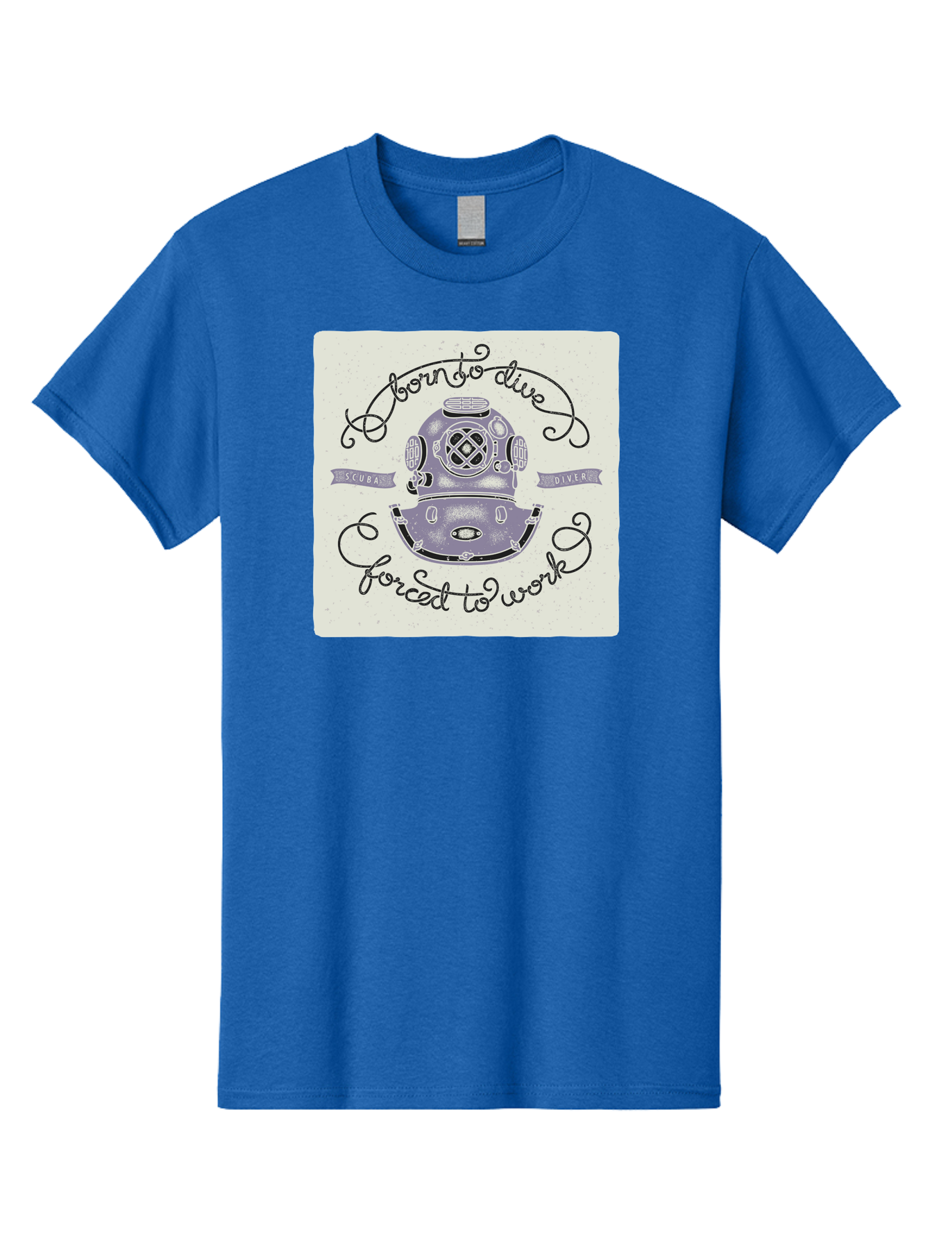 Born-To-Dive Men'S Graphic Tee, 100% Cotton, Comfortable Casual Summer Wear, Machine Washable, Scuba Diver, Diving Helmet, Underwater Adventure, Ocean Exploration, Vintage Diving Gear, Scuba Diving, Diver'S Life, Born To Dive, Forced To Work, Aac433 11