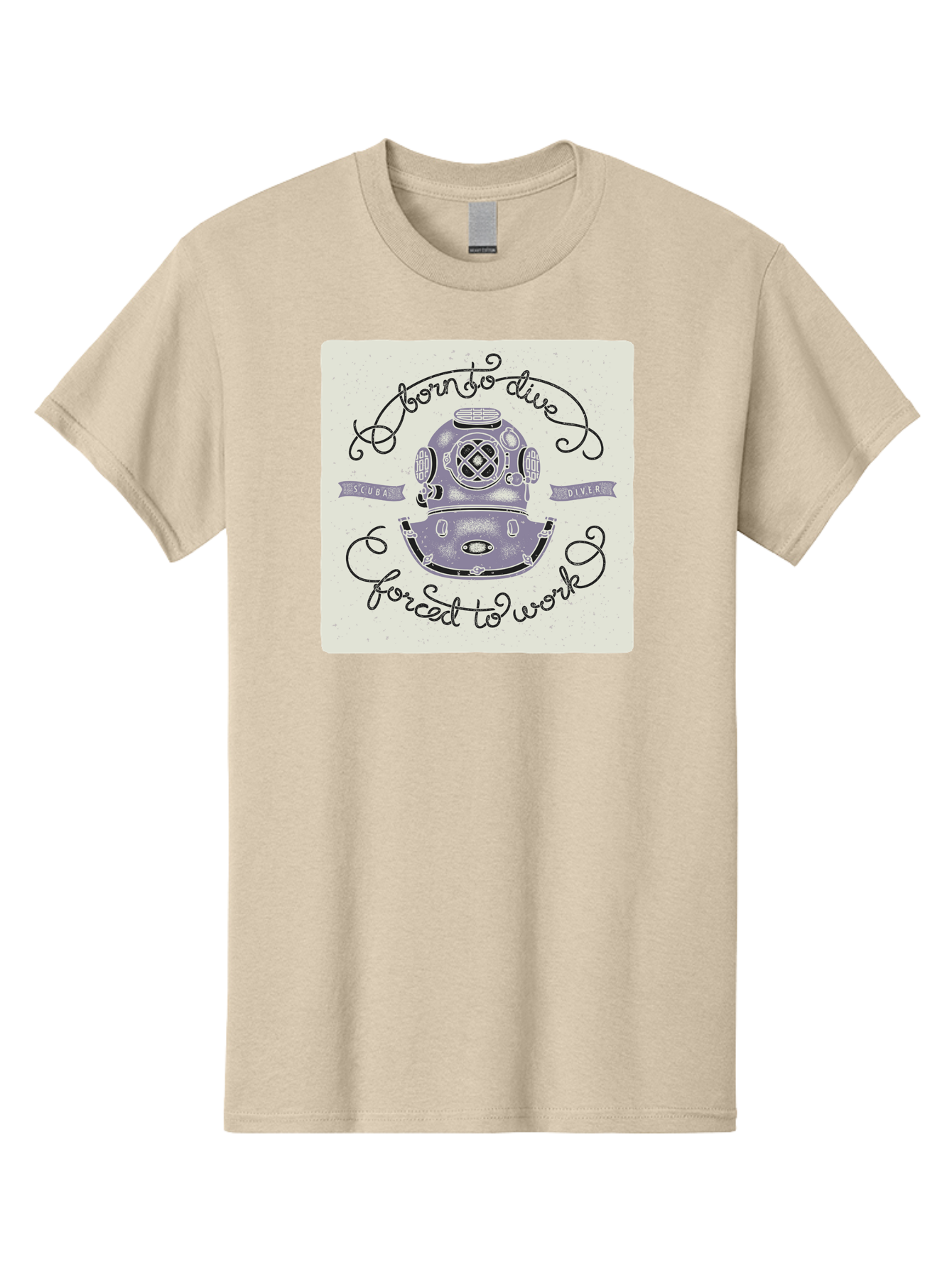 Born-To-Dive Men'S Graphic Tee, 100% Cotton, Comfortable Casual Summer Wear, Machine Washable, Scuba Diver, Diving Helmet, Underwater Adventure, Ocean Exploration, Vintage Diving Gear, Scuba Diving, Diver'S Life, Born To Dive, Forced To Work, Aac433 3