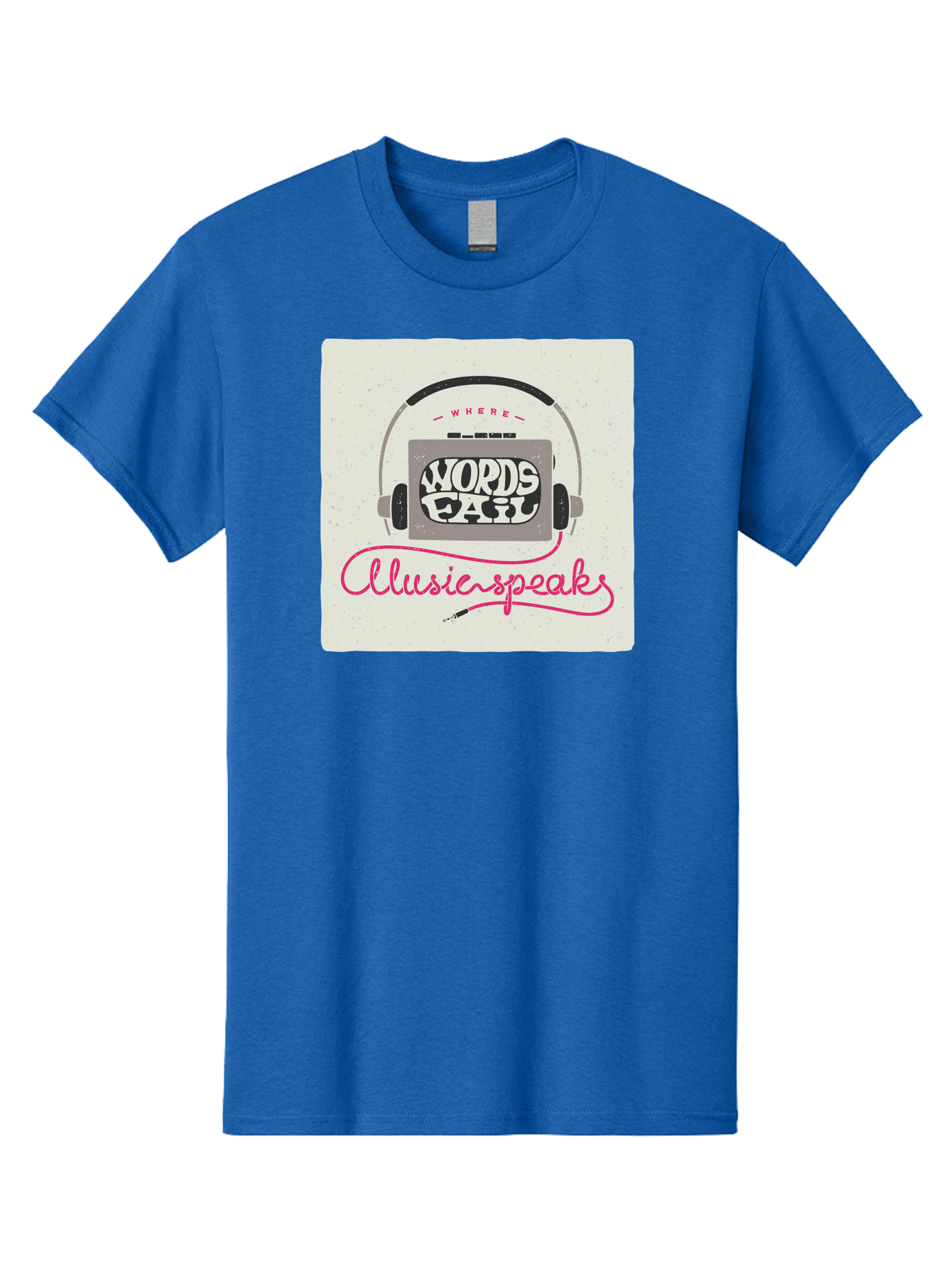 Where-Words-Fail-Music-Speaks-1 Men'S Graphic Tee, 100% Cotton, Comfortable Casual Summer Wear, Machine Washable, Music Speaks, Where Words Fail, Inspirational Quotes, Motivational Phrases, Music Headphones, Retro Style, Artistic Expression, Aac440 27