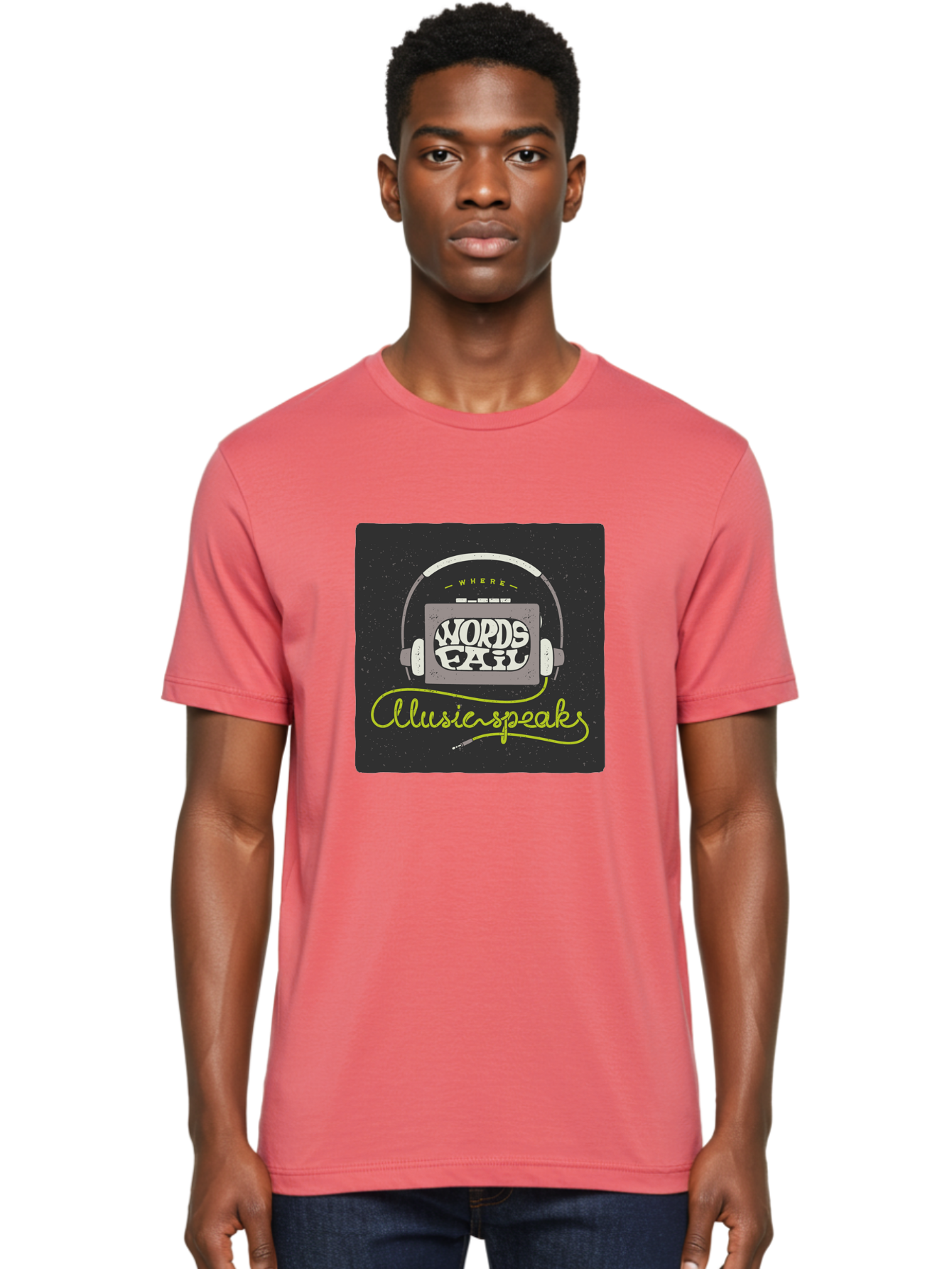 Where-Words-Fail-Music-Speaks Men'S Graphic Tee, 100% Cotton, Comfortable Casual Summer Wear, Machine Washable, Music Inspiration, Emotional Expression, Creative Quotes, Motivational Phrases, Where Words Fail Music Speaks, Aac441 14