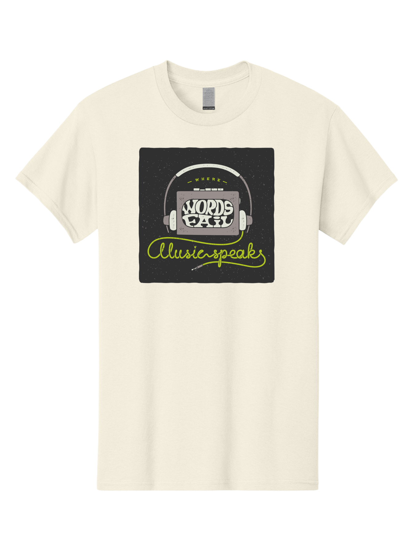 Where-Words-Fail-Music-Speaks Men'S Graphic Tee, 100% Cotton, Comfortable Casual Summer Wear, Machine Washable, Music Inspiration, Emotional Expression, Creative Quotes, Motivational Phrases, Where Words Fail Music Speaks, Aac441 7