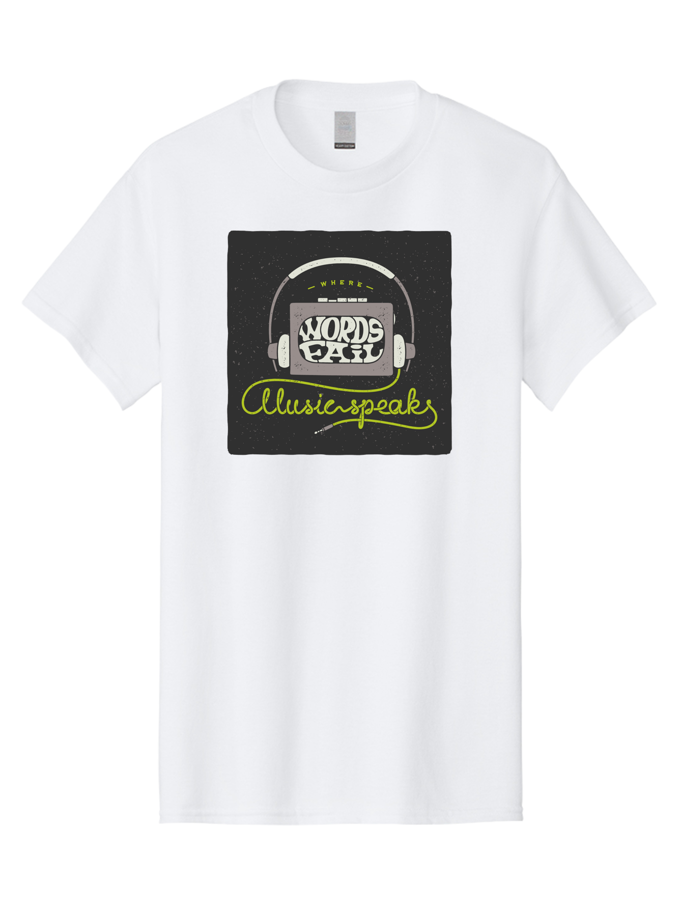 Where-Words-Fail-Music-Speaks Men'S Graphic Tee, 100% Cotton, Comfortable Casual Summer Wear, Machine Washable, Music Inspiration, Emotional Expression, Creative Quotes, Motivational Phrases, Where Words Fail Music Speaks, Aac441 21