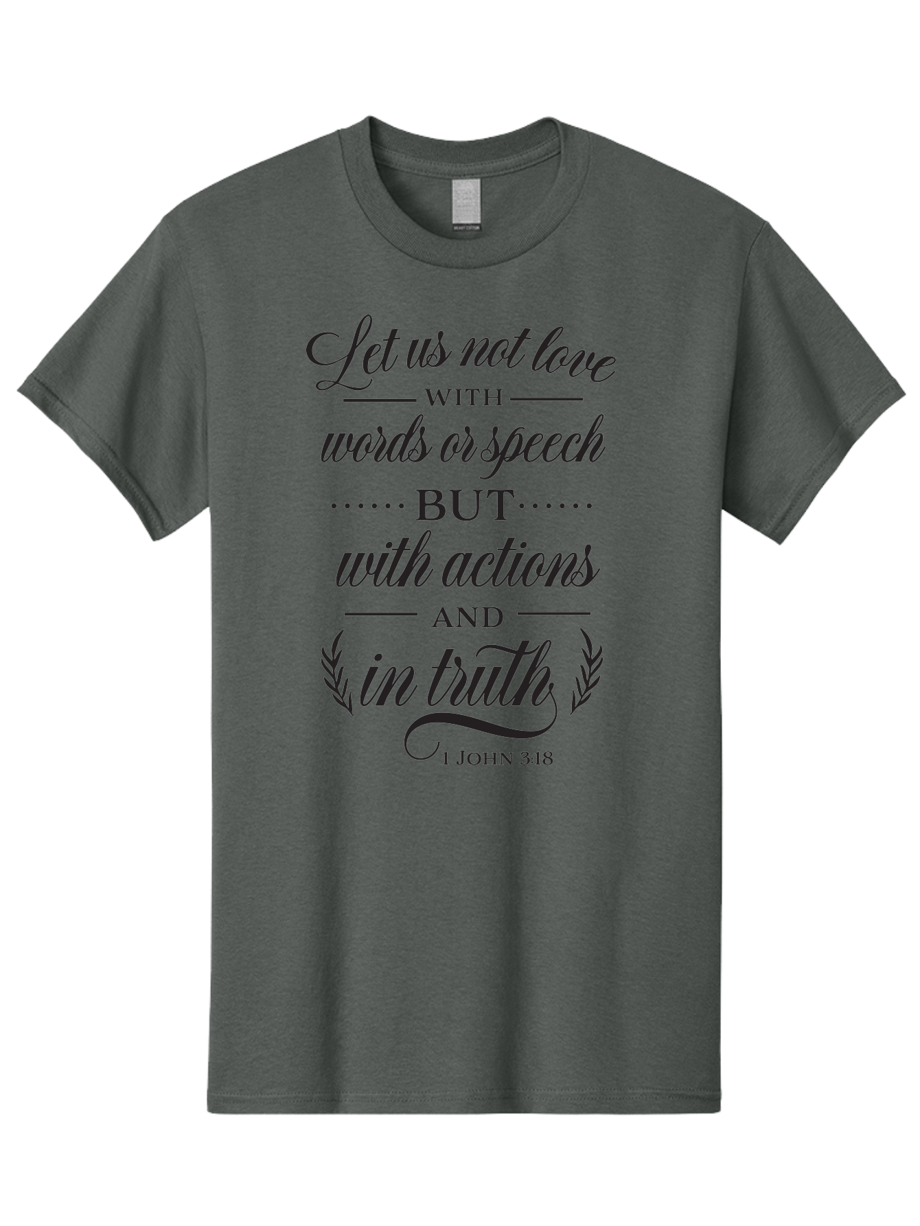 1-John-3-18 Men'S Graphic Tee, 100% Cotton, Comfortable Casual Summer Wear, Machine Washable, Inspirational Quote, Biblical Verse, 1 John 3:18, Love In Truth, Actions Over Words, Spiritual Guidance, Faith-Based Message, Motivational Words Aac442 29