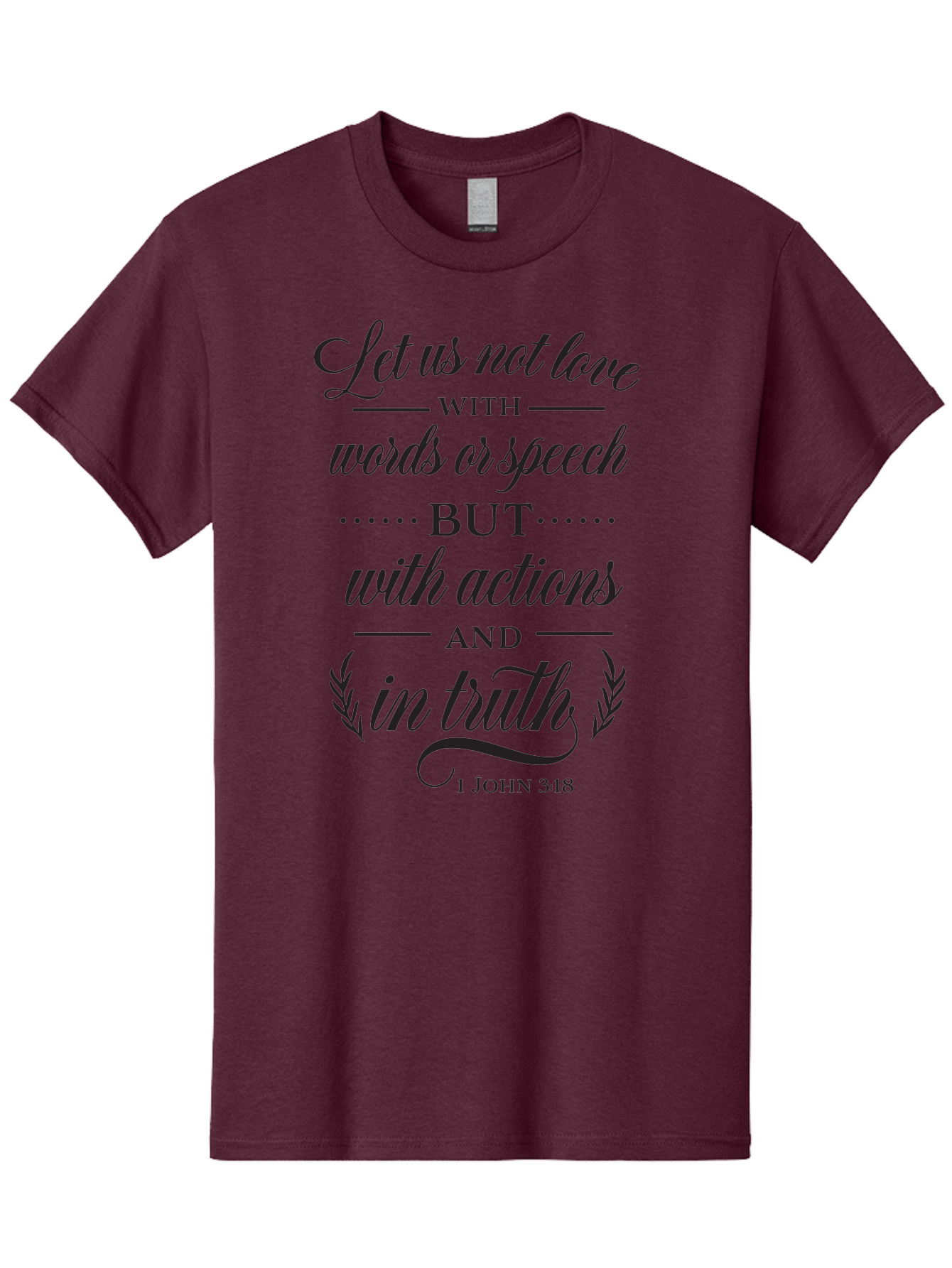 1-John-3-18 Men'S Graphic Tee, 100% Cotton, Comfortable Casual Summer Wear, Machine Washable, Inspirational Quote, Biblical Verse, 1 John 3:18, Love In Truth, Actions Over Words, Spiritual Guidance, Faith-Based Message, Motivational Words Aac442 23
