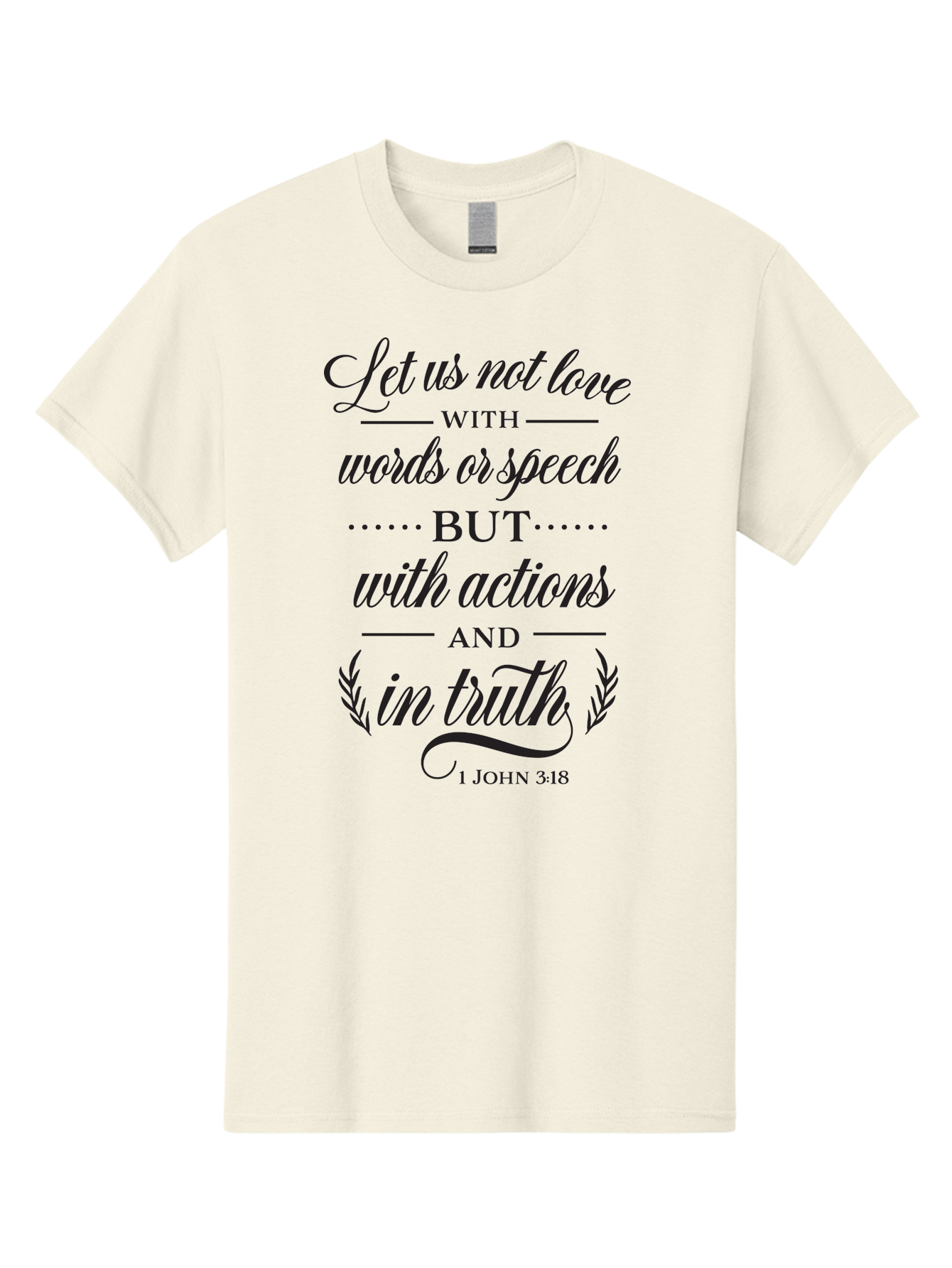 1-John-3-18 Men'S Graphic Tee, 100% Cotton, Comfortable Casual Summer Wear, Machine Washable, Inspirational Quote, Biblical Verse, 1 John 3:18, Love In Truth, Actions Over Words, Spiritual Guidance, Faith-Based Message, Motivational Words Aac442 15