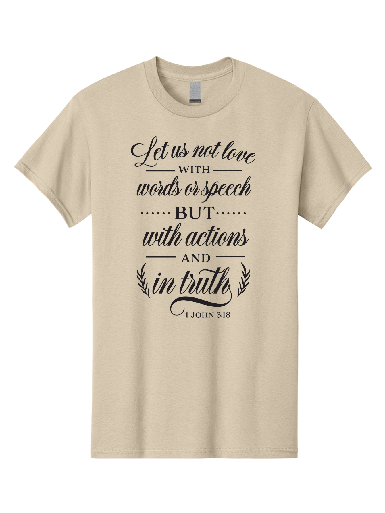 1-John-3-18 Men'S Graphic Tee, 100% Cotton, Comfortable Casual Summer Wear, Machine Washable, Inspirational Quote, Biblical Verse, 1 John 3:18, Love In Truth, Actions Over Words, Spiritual Guidance, Faith-Based Message, Motivational Words Aac442 13