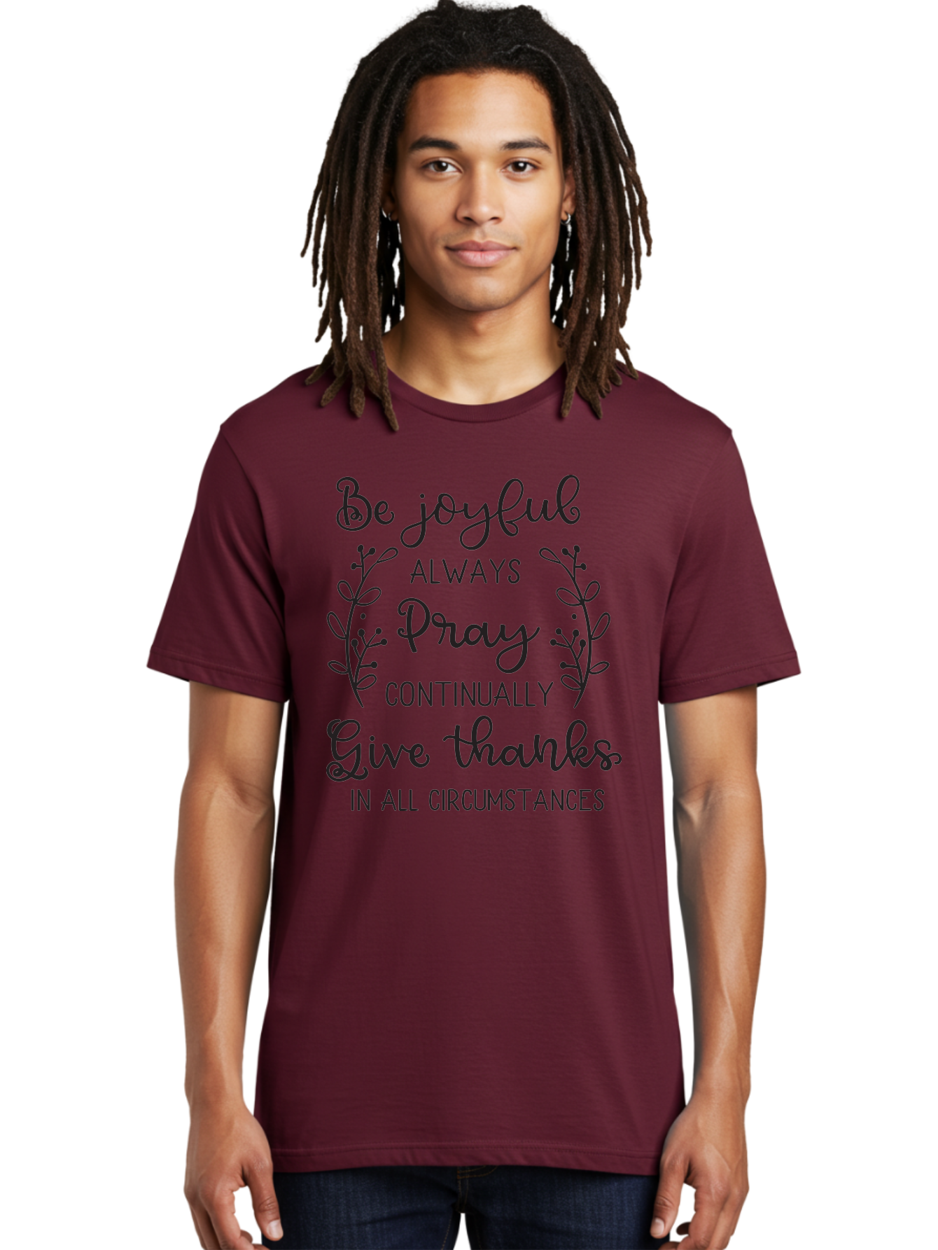 1-Thessalonians-5-16-18 Men'S Graphic Tee, 100% Cotton, Comfortable Casual Summer Wear, Machine Washable, Inspirational Quote, Motivational Words, Be Joyful, Pray Continually, Give Thanks, Positive Message, Uplifting Phrase, Faith-Based, Aac443 6