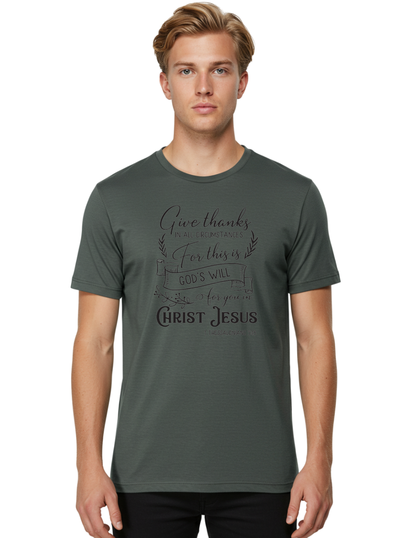 1-Thessalonians-5-18 Men'S Graphic Tee, 100% Cotton, Comfortable Casual Summer Wear, Machine Washable, Give Thanks In All Circumstances, God'S Will For You In Christ Jesus, Inspirational Bible Verse, 1 Thessalonians 5:18, Aac444 8