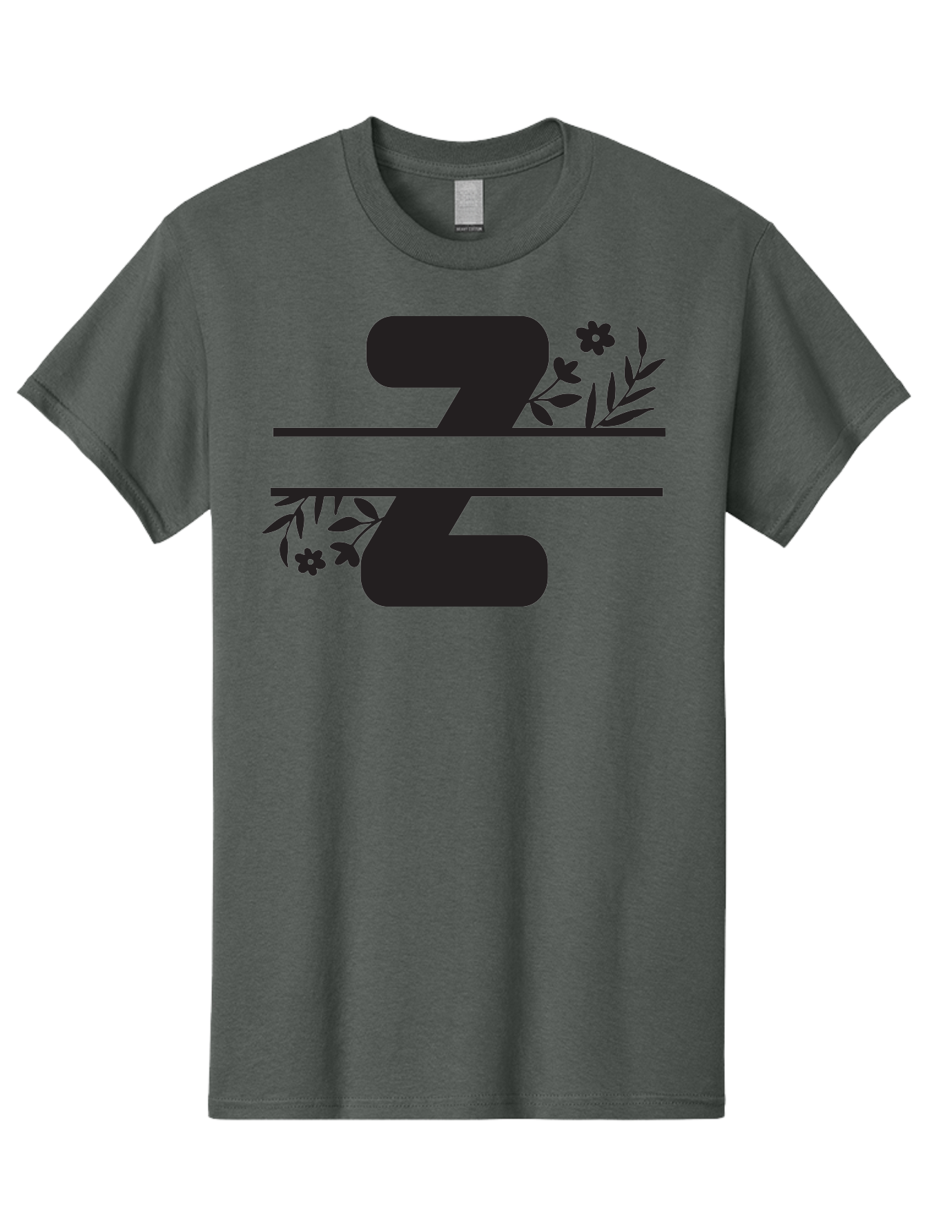 33 Men'S Graphic Tee, 100% Cotton, Comfortable Casual Summer Wear, Machine Washable, Number 33, Floral Design, Leafy Patterns, Flower Motifs, Elegant Typography, Decorative Elements, Black And Green Color Scheme Aac446 13