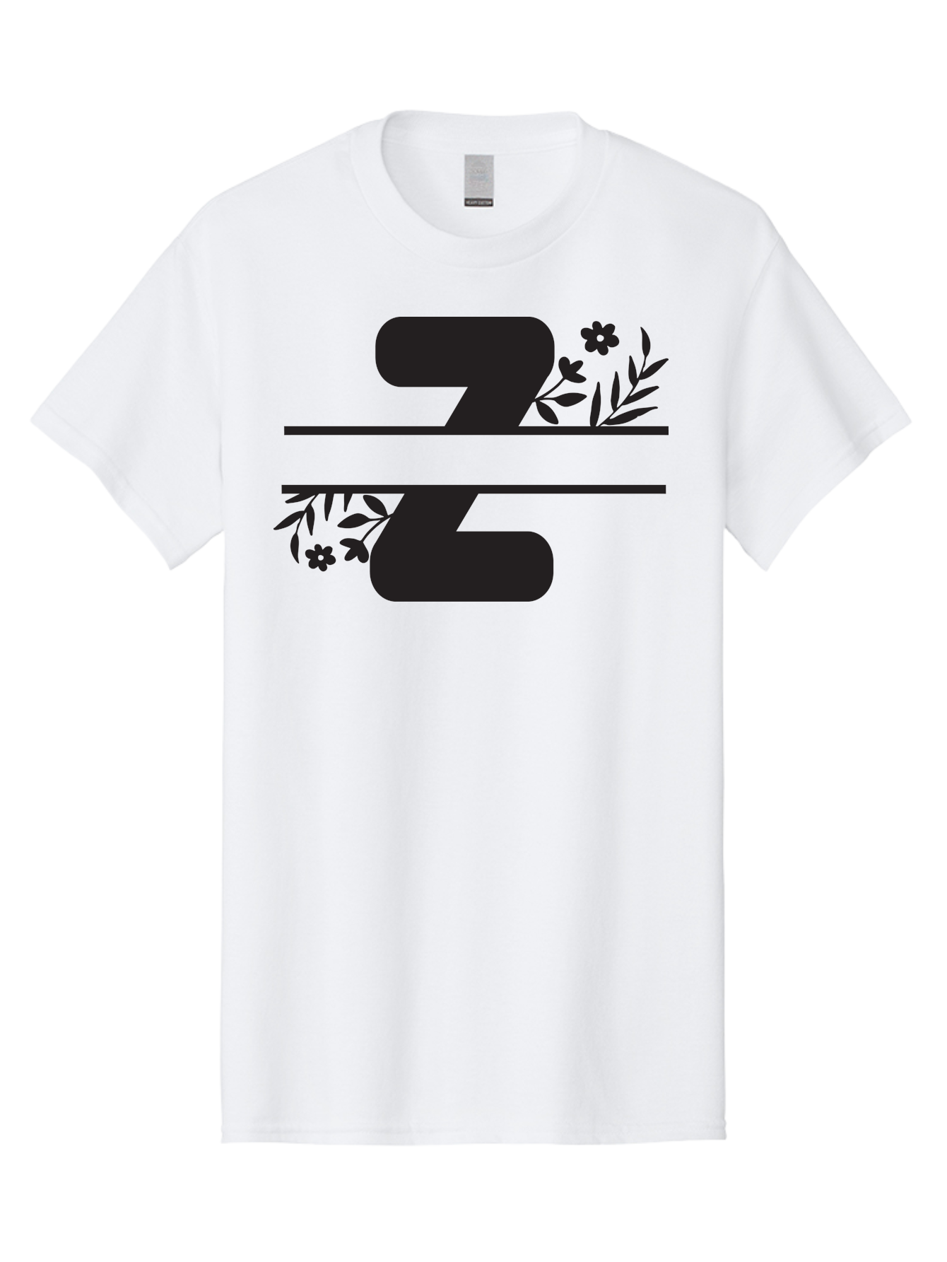 33 Men'S Graphic Tee, 100% Cotton, Comfortable Casual Summer Wear, Machine Washable, Number 33, Floral Design, Leafy Patterns, Flower Motifs, Elegant Typography, Decorative Elements, Black And Green Color Scheme Aac446 21
