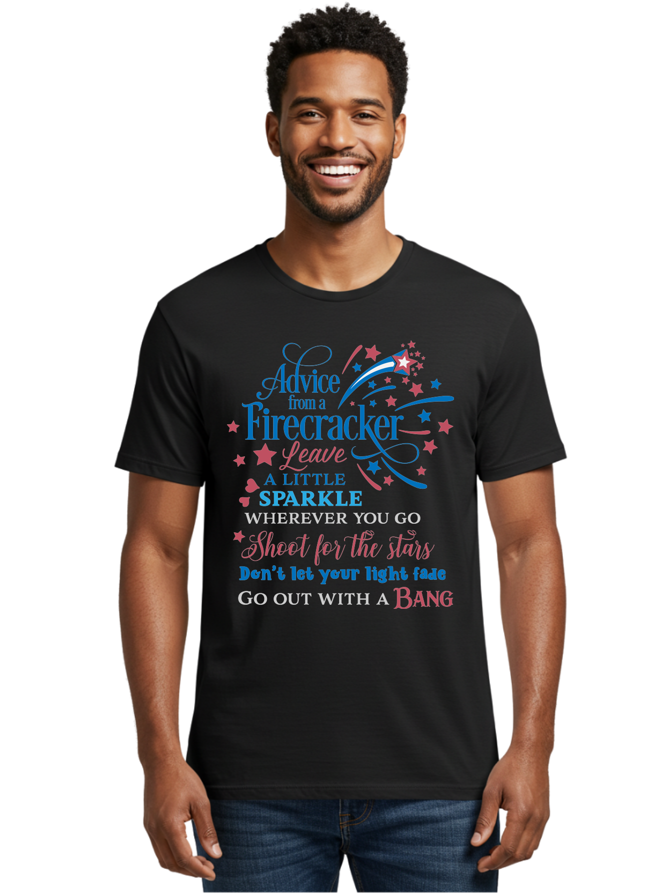 Advice-From-Firecracker Men'S Graphic Tee, 100% Cotton, Comfortable Casual Summer Wear, Machine Washable, Inspirational Quotes, Motivational Words, Positive Affirmations, Sparkle, Firecracker Advice, Life Guidance, Motivational Phrases, Aac452 22