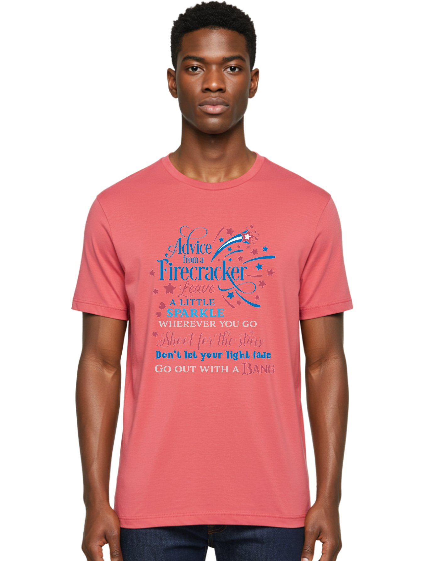 Advice-From-Firecracker Men'S Graphic Tee, 100% Cotton, Comfortable Casual Summer Wear, Machine Washable, Inspirational Quotes, Motivational Words, Positive Affirmations, Sparkle, Firecracker Advice, Life Guidance, Motivational Phrases, Aac452 4