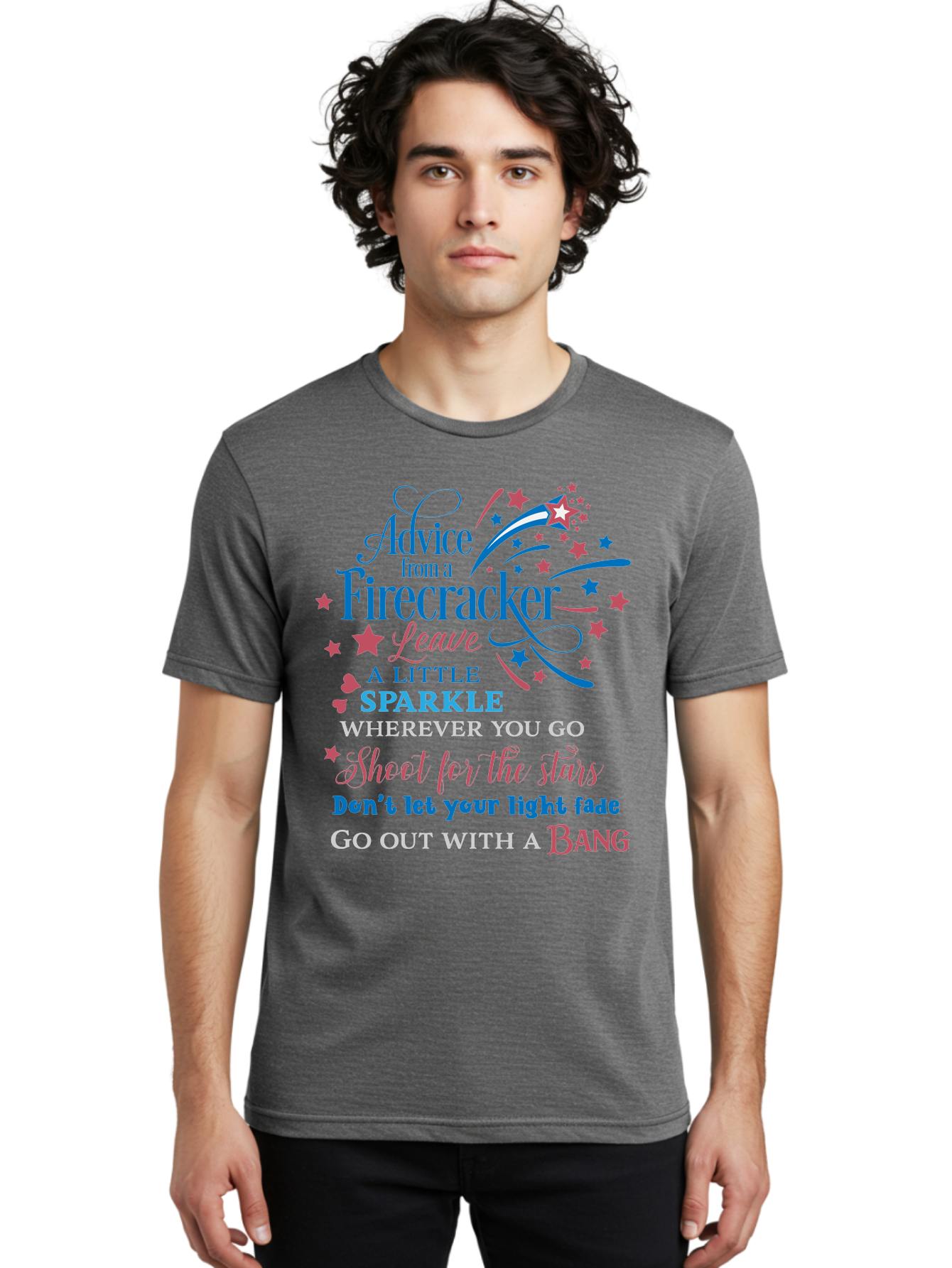 Advice-From-Firecracker Men'S Graphic Tee, 100% Cotton, Comfortable Casual Summer Wear, Machine Washable, Inspirational Quotes, Motivational Words, Positive Affirmations, Sparkle, Firecracker Advice, Life Guidance, Motivational Phrases, Aac452 24