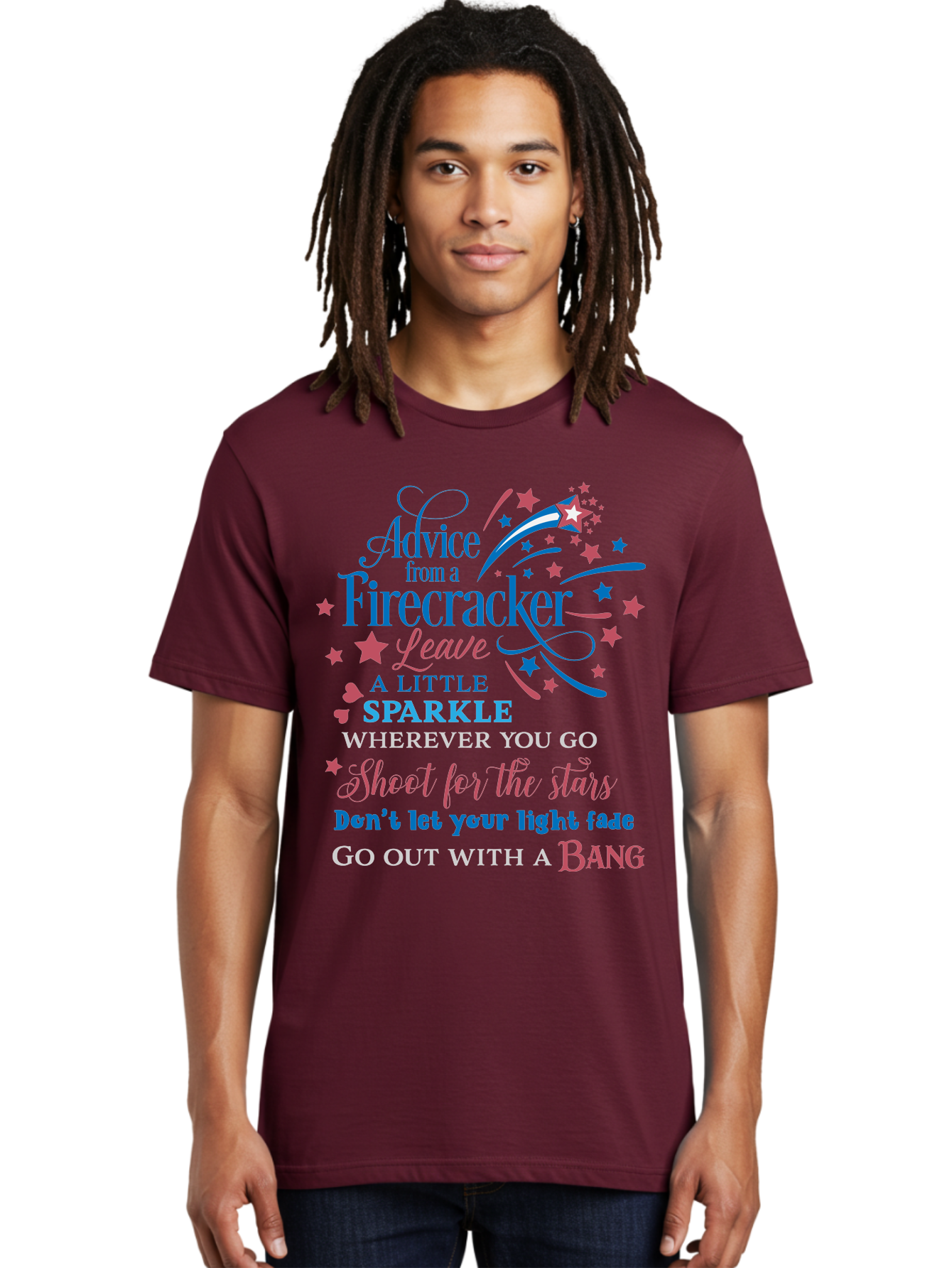 Advice-From-Firecracker Men'S Graphic Tee, 100% Cotton, Comfortable Casual Summer Wear, Machine Washable, Inspirational Quotes, Motivational Words, Positive Affirmations, Sparkle, Firecracker Advice, Life Guidance, Motivational Phrases, Aac452 20