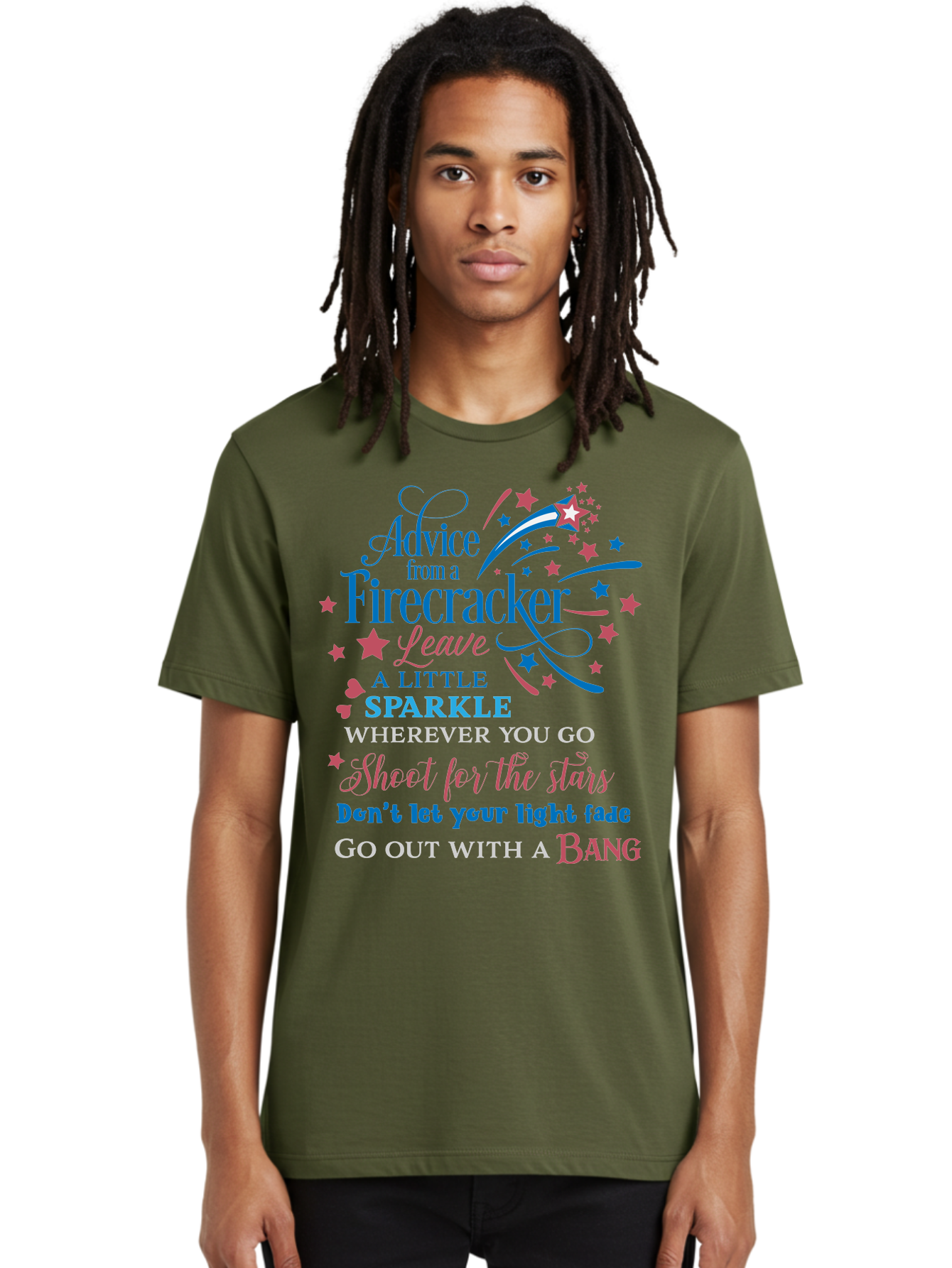 Advice-From-Firecracker Men'S Graphic Tee, 100% Cotton, Comfortable Casual Summer Wear, Machine Washable, Inspirational Quotes, Motivational Words, Positive Affirmations, Sparkle, Firecracker Advice, Life Guidance, Motivational Phrases, Aac452 26