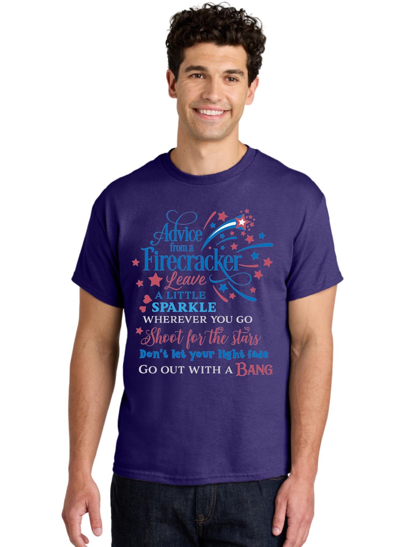 Advice-From-Firecracker Men'S Graphic Tee, 100% Cotton, Comfortable Casual Summer Wear, Machine Washable, Inspirational Quotes, Motivational Words, Positive Affirmations, Sparkle, Firecracker Advice, Life Guidance, Motivational Phrases, Aac452 12