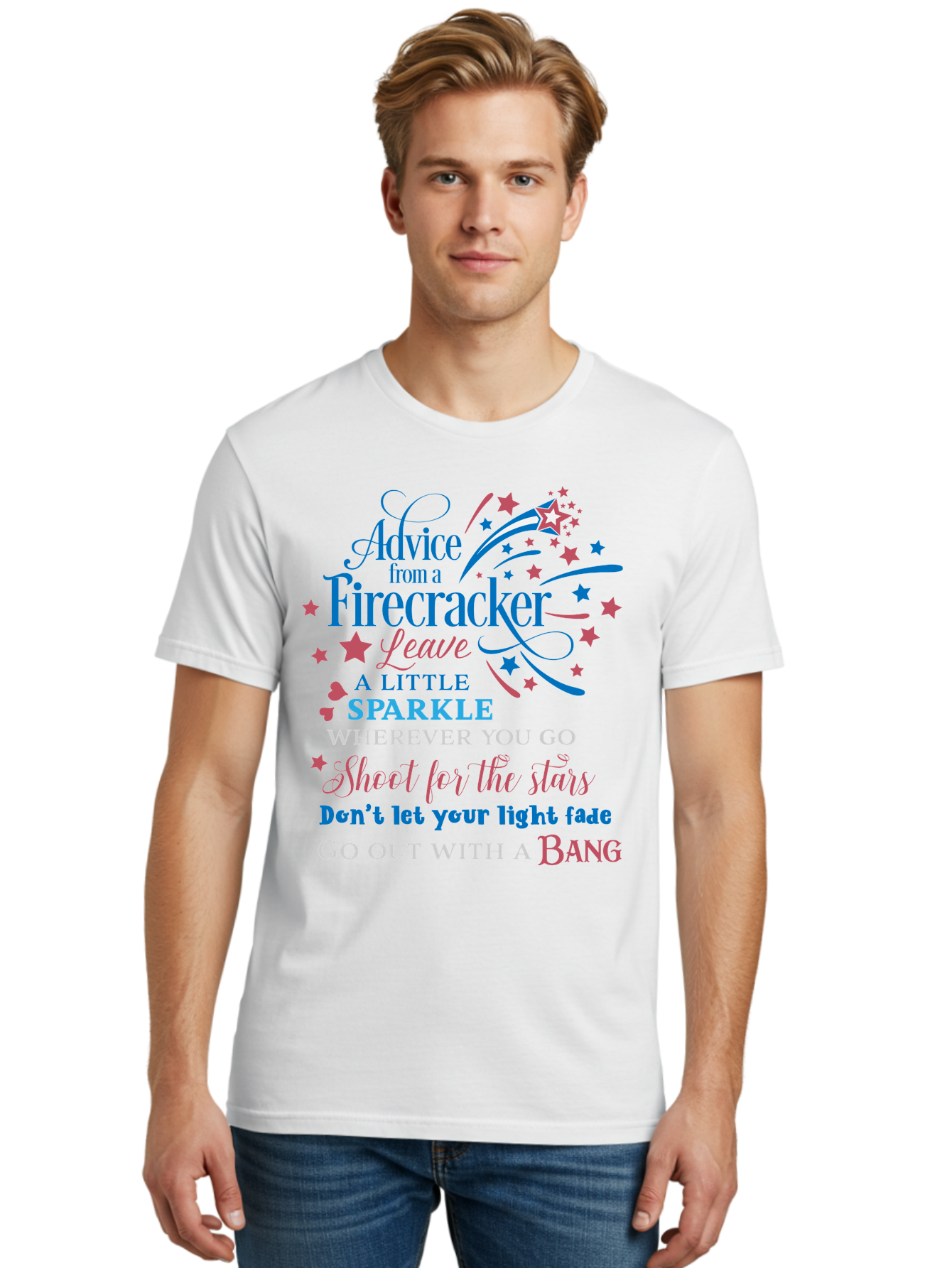 Advice-From-Firecracker Men'S Graphic Tee, 100% Cotton, Comfortable Casual Summer Wear, Machine Washable, Inspirational Quotes, Motivational Words, Positive Affirmations, Sparkle, Firecracker Advice, Life Guidance, Motivational Phrases, Aac452 8