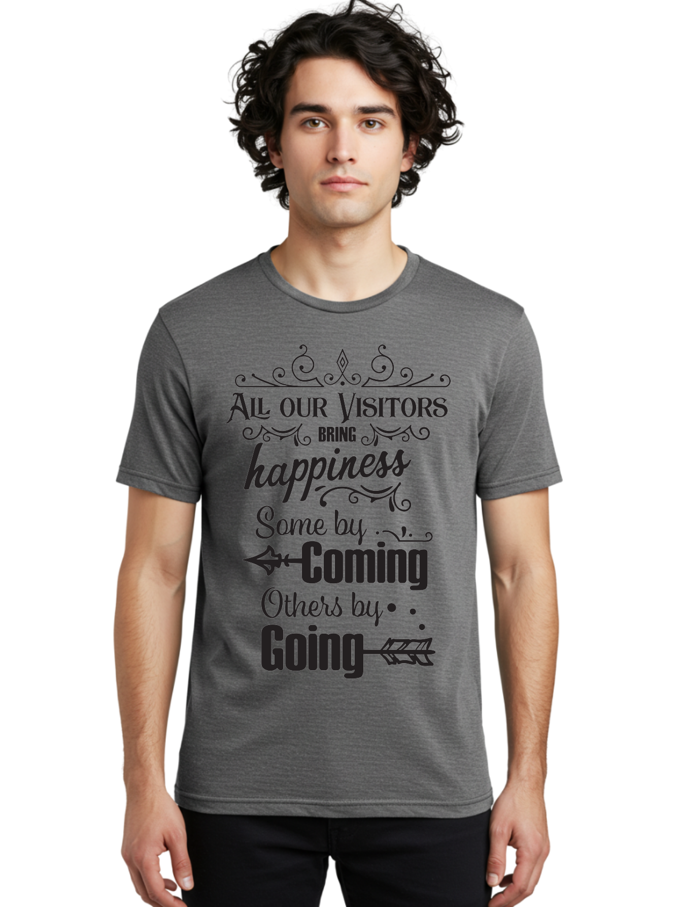 All-Our-Visitors Men'S Graphic Tee, 100% Cotton, Comfortable Casual Summer Wear, Machine Washable, Inspirational Quote, Happiness, Visitors, Coming And Going, Positivity, Motivational Message, Funny Saying, Witty Humor, Guest Book Quote Aac459 30