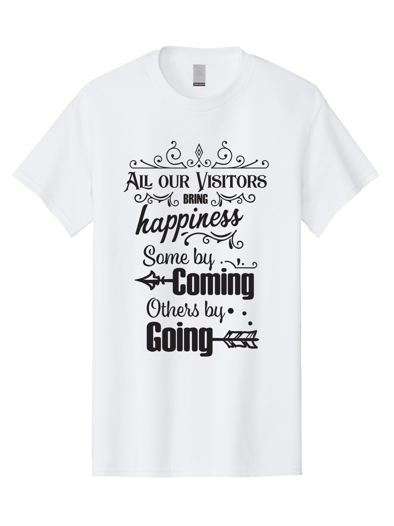 All-Our-Visitors Men'S Graphic Tee, 100% Cotton, Comfortable Casual Summer Wear, Machine Washable, Inspirational Quote, Happiness, Visitors, Coming And Going, Positivity, Motivational Message, Funny Saying, Witty Humor, Guest Book Quote Aac459 23
