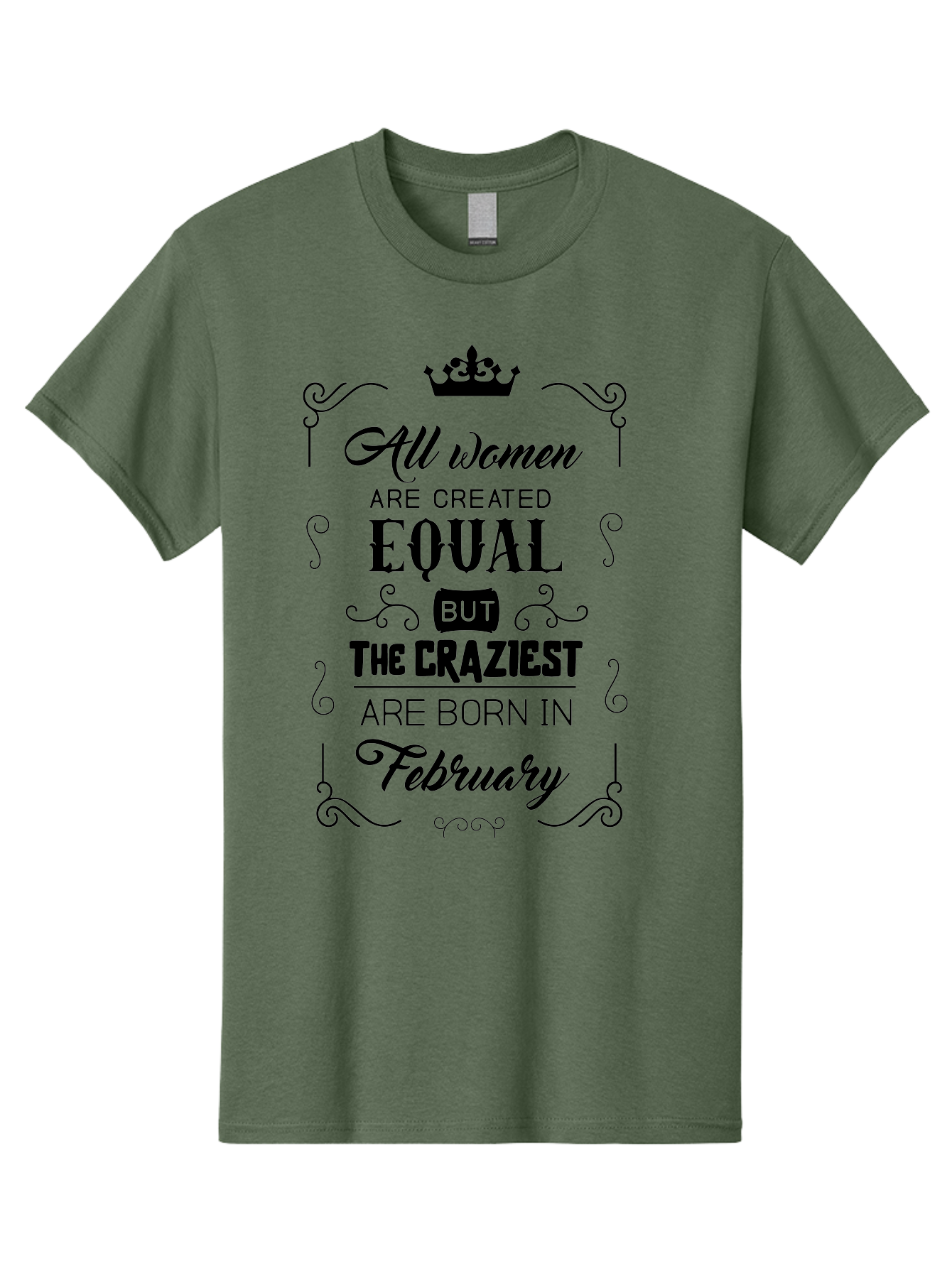 All-Women-Are-Created-Equal-1 Men'S Graphic Tee, 100% Cotton, Comfortable Casual Summer Wear, Machine Washable, Feminist Quote, Women Empowerment, February Birthdays, Sassy Women, Crown Symbol, Decorative Typography, Inspirational Quotes, Aac461 19