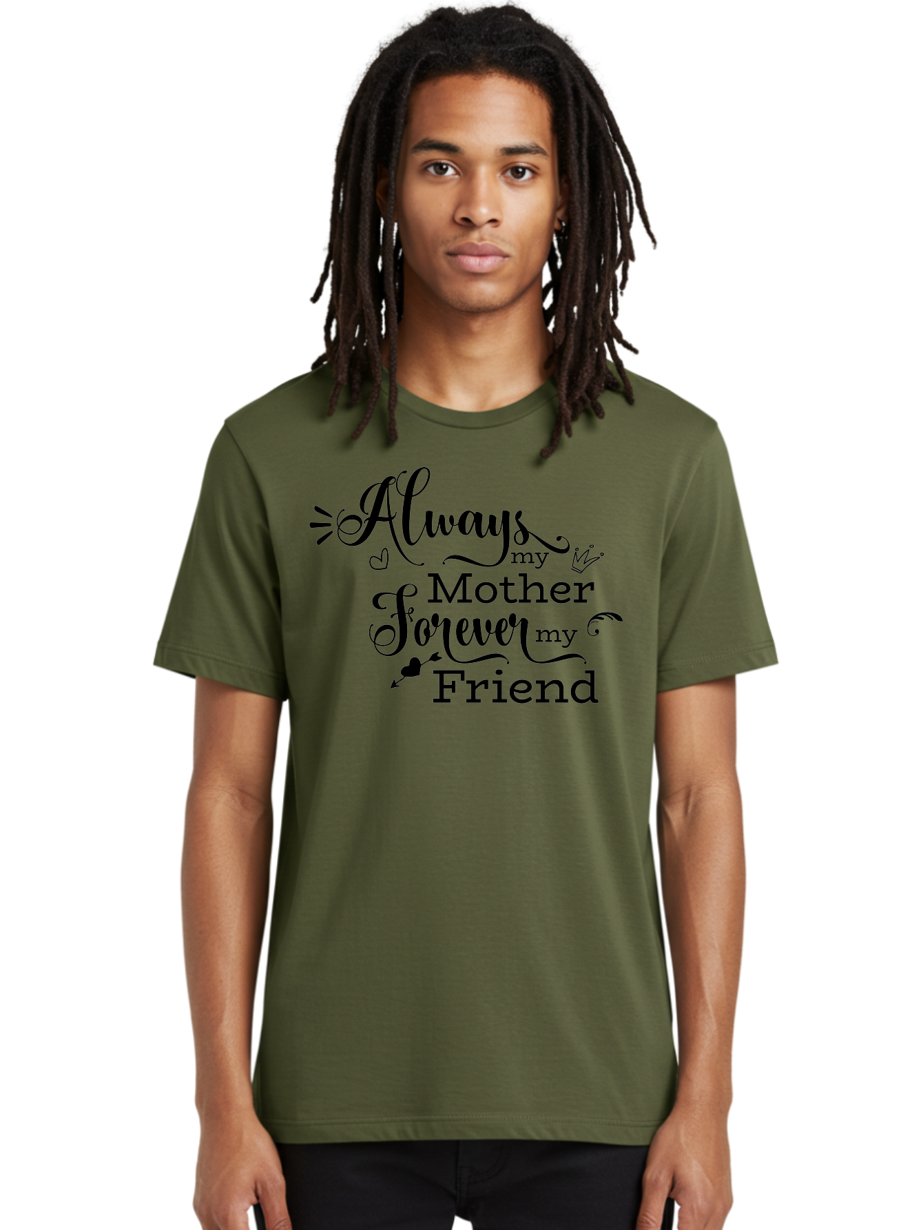 Always-My-Mother-Forever-My-Friend Men'S Graphic Tee, 100% Cotton, Comfortable Casual Summer Wear, Machine Washable, Mother And Friend Quote, Inspirational Quote, Friendship, Motherly Love, Heartwarming Message, Love And Appreciation Aac466 18