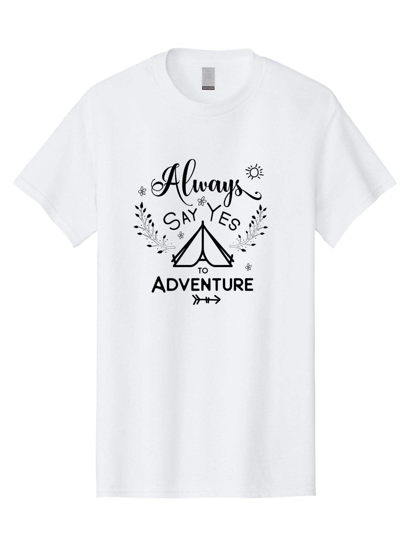 Always-Say-Yes-To-Adventure Men'S Graphic Tee, 100% Cotton, Comfortable Casual Summer Wear, Machine Washable, Camping Adventure, Outdoor Escapade, Nature Exploration, Adventure Seeking, Positive Vibes, Wanderlust Spirit, Inspirational Quote, Aac467 5