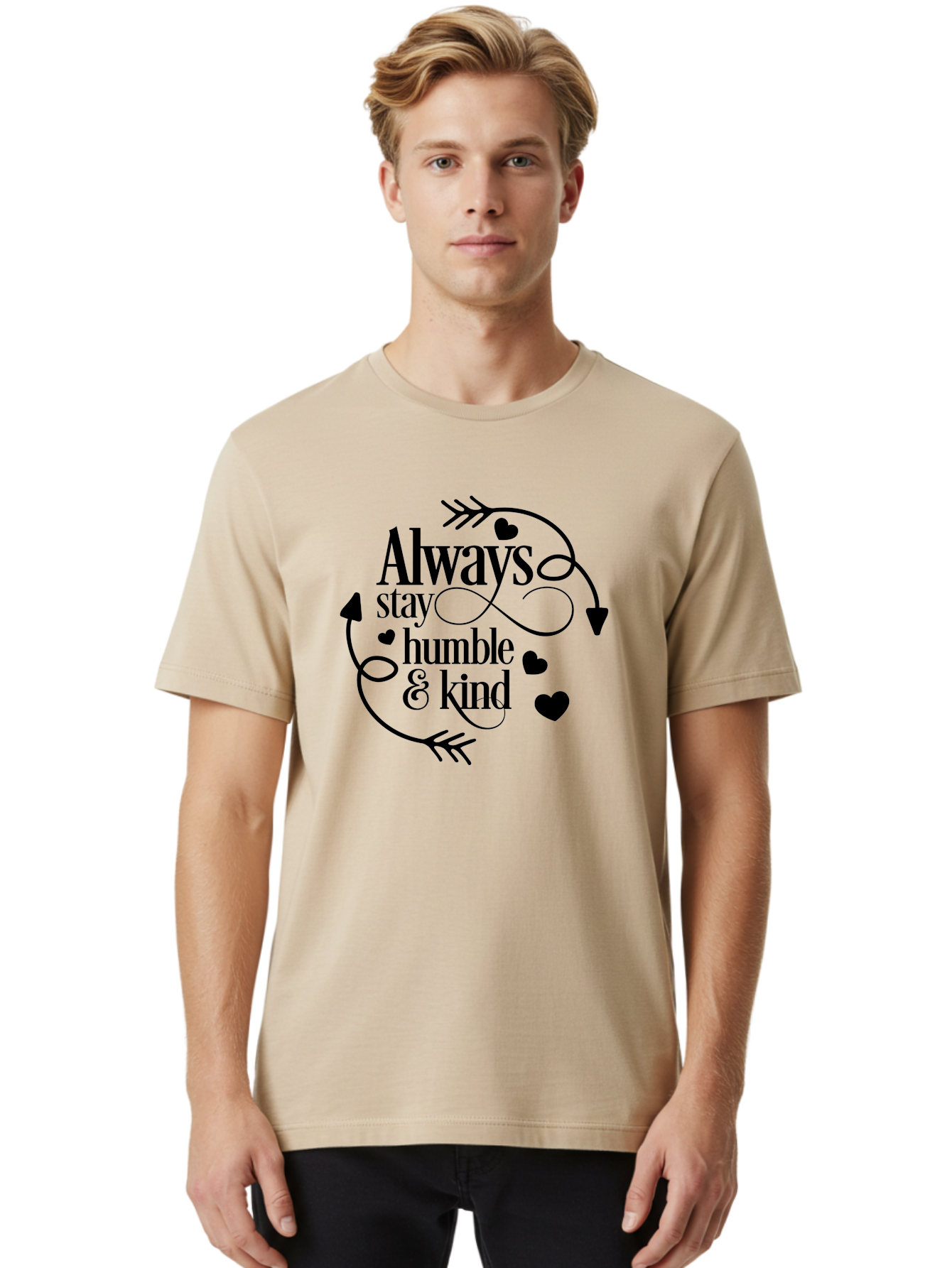 Always-Stay-Humble-Kind Men'S Graphic Tee, 100% Cotton, Comfortable Casual Summer Wear, Machine Washable, Inspirational Quote, Motivational Phrase, Positive Vibes, Kindness Matters, Humble Attitude, Heartwarming Message, Aac468 28