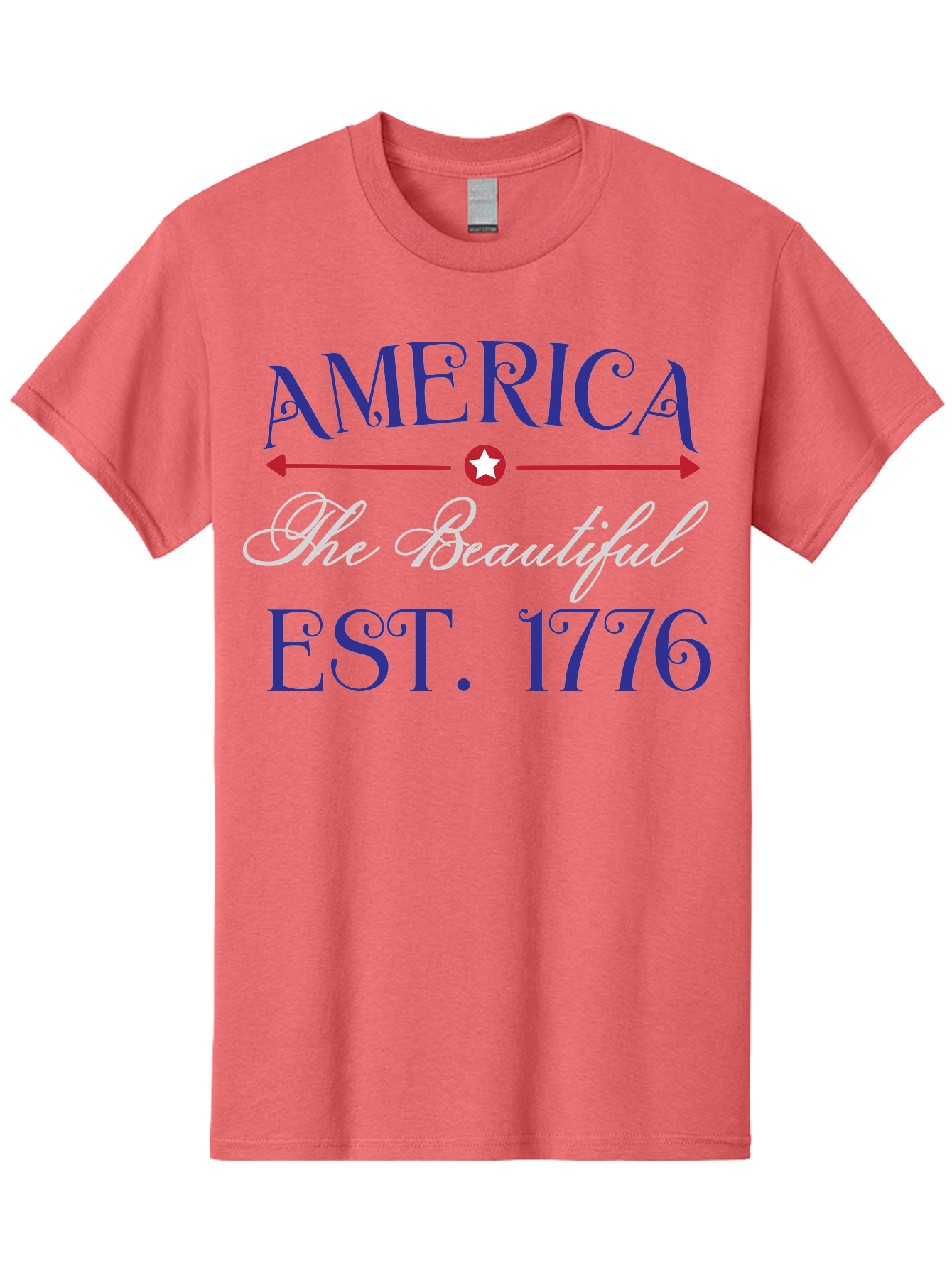 America-The-Beautiful-Est-1776 Men'S Graphic Tee, 100% Cotton, Comfortable Casual Summer Wear, Machine Washable, America The Beautiful, Patriotic Design, Vintage Typography, Star Symbol, Red White And Blue, 4Th Of July, Independence Day, Aac469 13