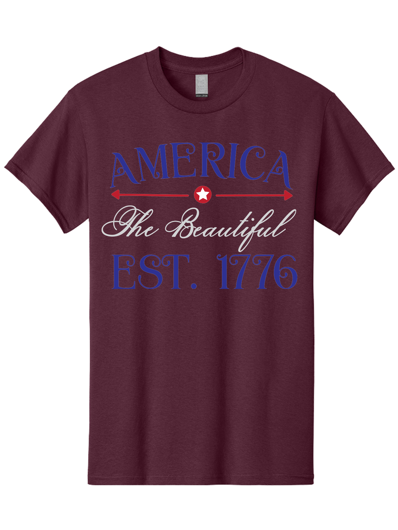 America-The-Beautiful-Est-1776 Men'S Graphic Tee, 100% Cotton, Comfortable Casual Summer Wear, Machine Washable, America The Beautiful, Patriotic Design, Vintage Typography, Star Symbol, Red White And Blue, 4Th Of July, Independence Day, Aac469 15
