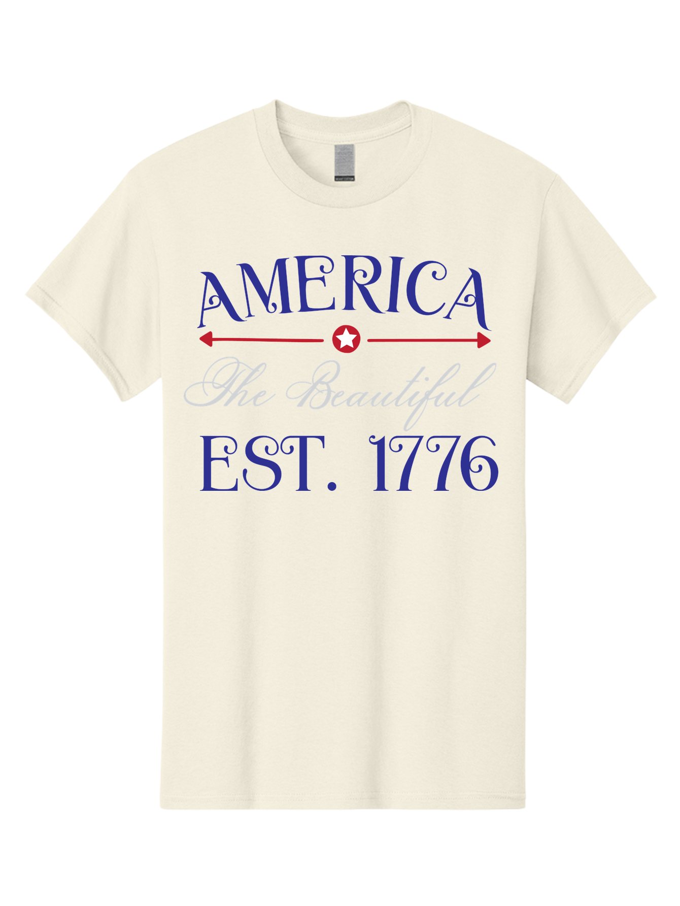 America-The-Beautiful-Est-1776 Men'S Graphic Tee, 100% Cotton, Comfortable Casual Summer Wear, Machine Washable, America The Beautiful, Patriotic Design, Vintage Typography, Star Symbol, Red White And Blue, 4Th Of July, Independence Day, Aac469 7