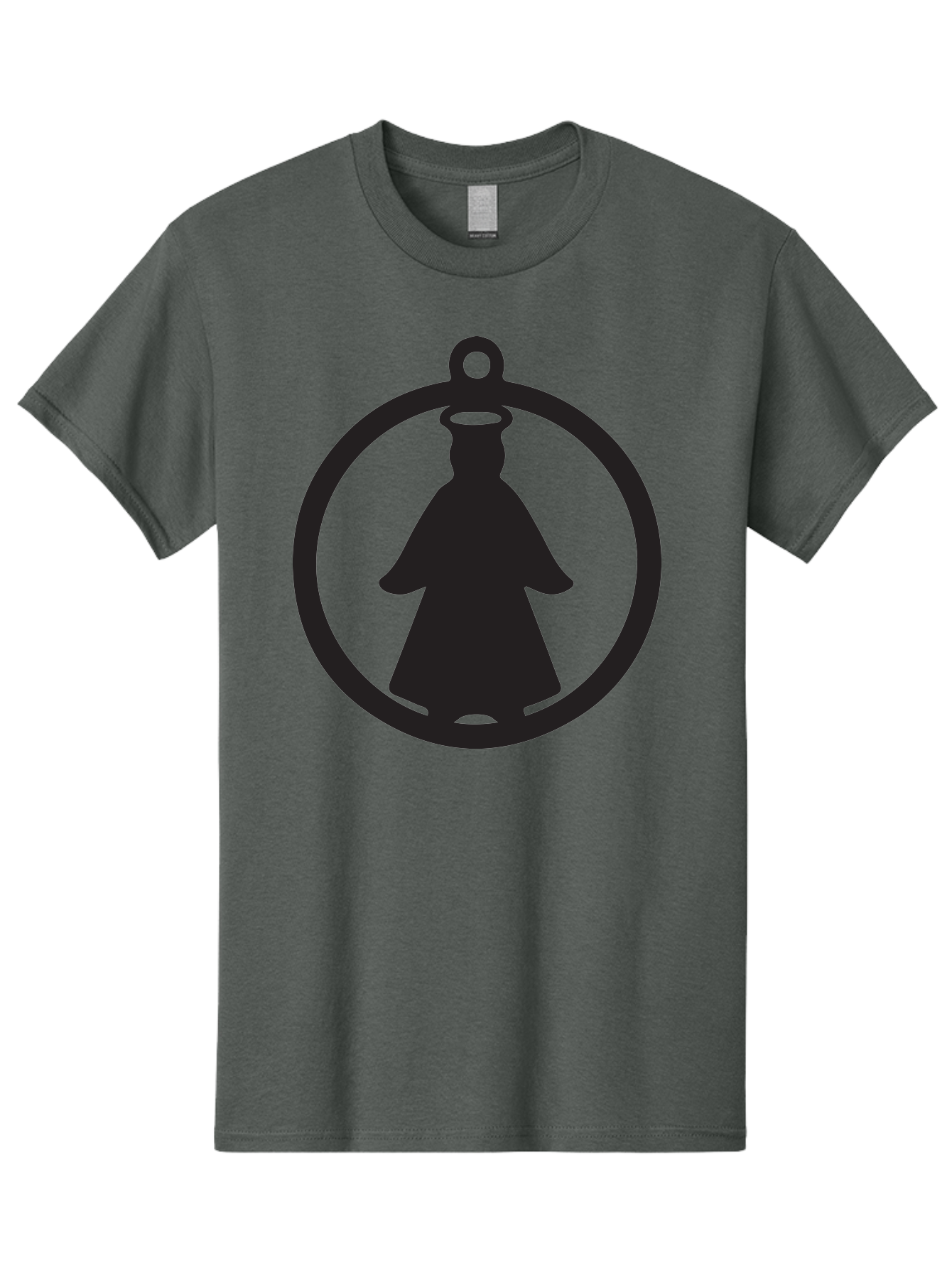 Angel-Pendant Men'S Graphic Tee, 100% Cotton, Comfortable Casual Summer Wear, Machine Washable, Angel Silhouette, Religious Symbol, Divine Presence, Spiritual Icon, Halo, Holy Figure, Religious Art, Sacred Imagery, Faith Symbol Aac474 9